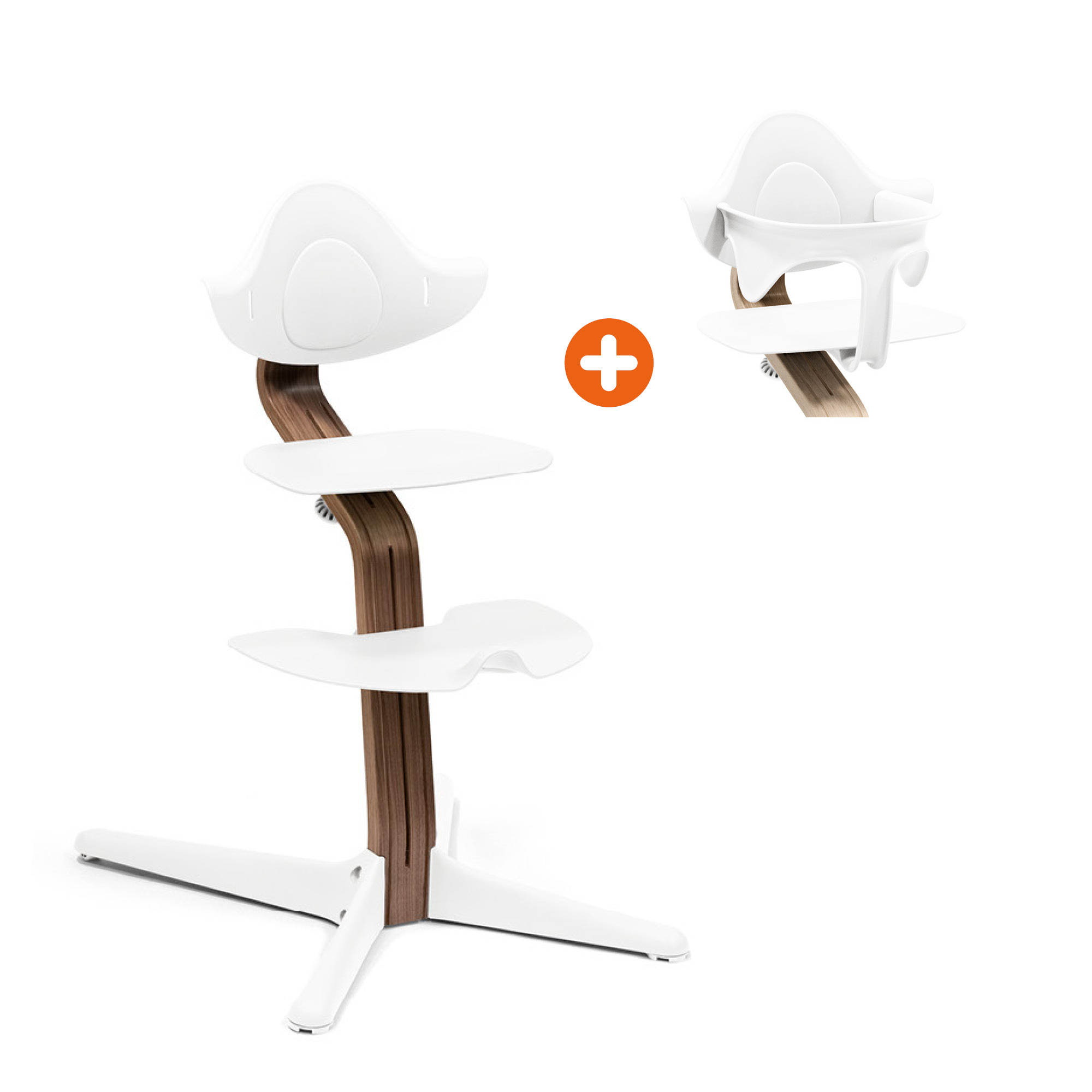 Set Nomi® Stuhl Walnut White mit Baby Set STOKKE Weiß 9000000000445 1