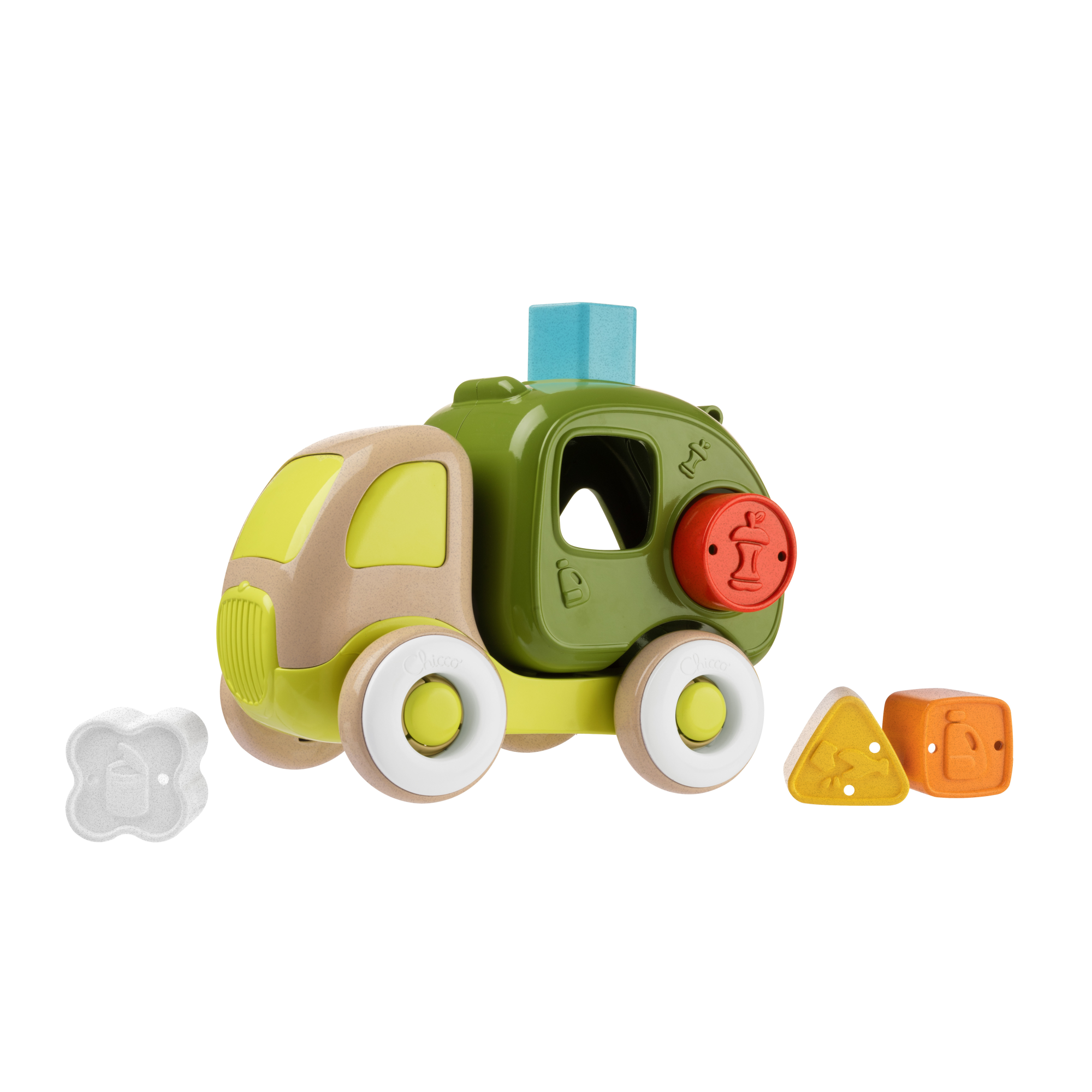 Steckspielzeug, chicco, Grün – Besonderheit: aus recyceltem Kunststoff und Holz-Basismaterial