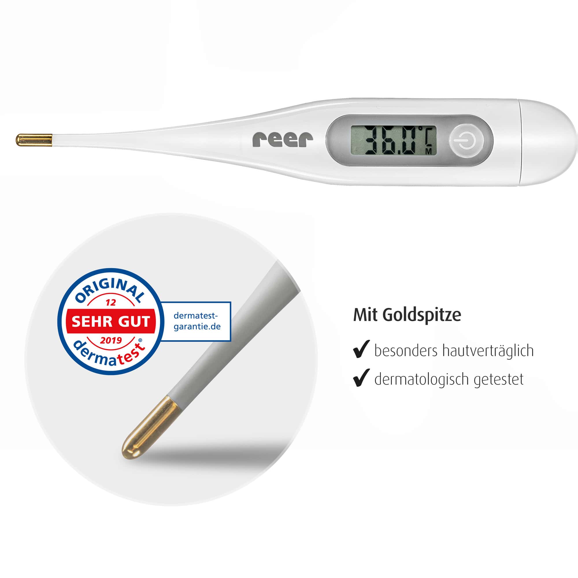 Fieberthermometer, reer, Grau – Produktansicht