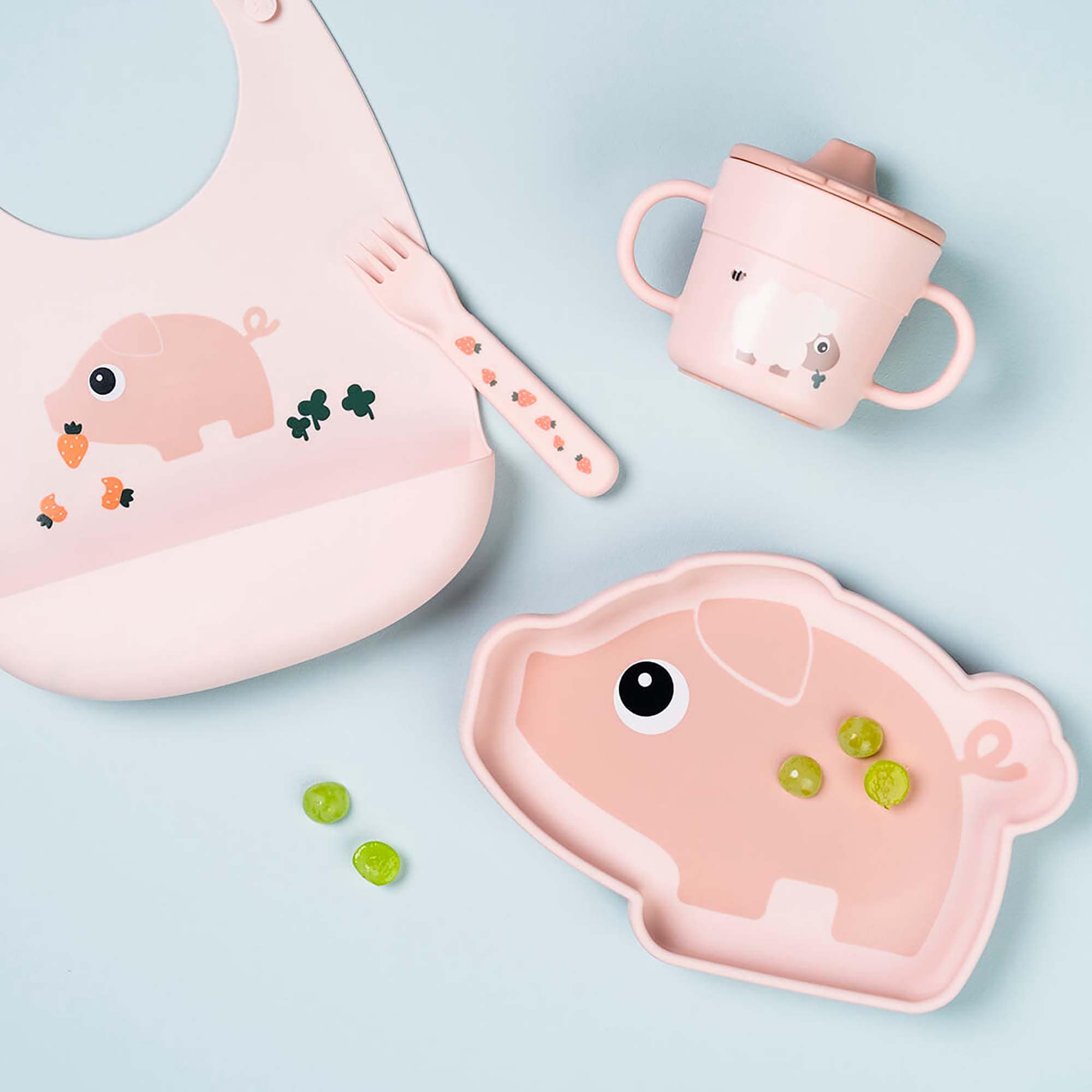 Lätzchen mit Auffangschale, done by deer, Pink – Besonderheit: mit Auffangschutz