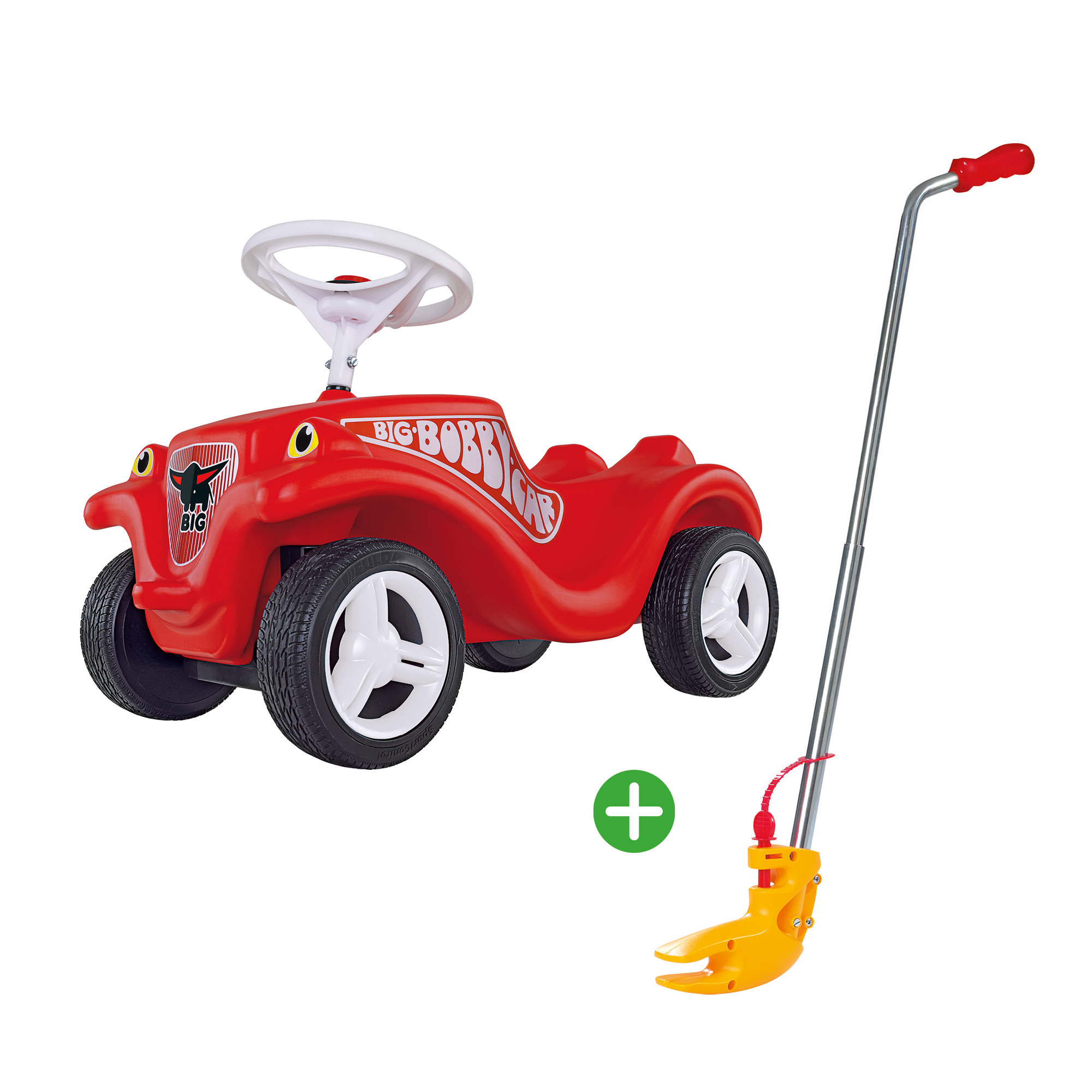 Bobby Car & Zubehör, BIG, Rot – Besonderheit: Set bestehend aus Bobby Car mit Flüsterrädern & Schubstange