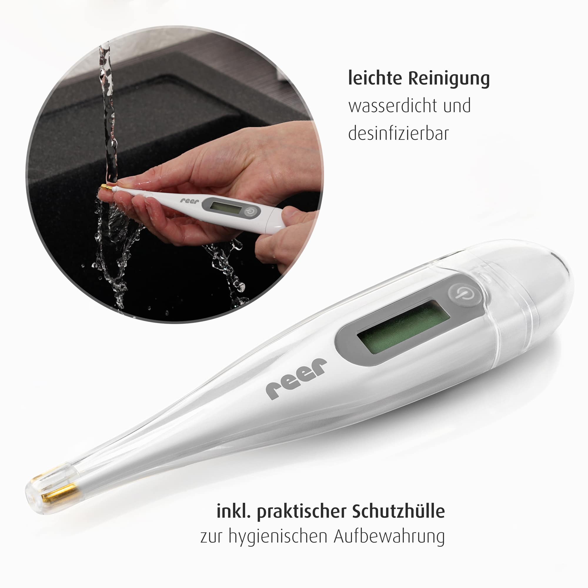 Fieberthermometer, reer, Grau – Produktansicht