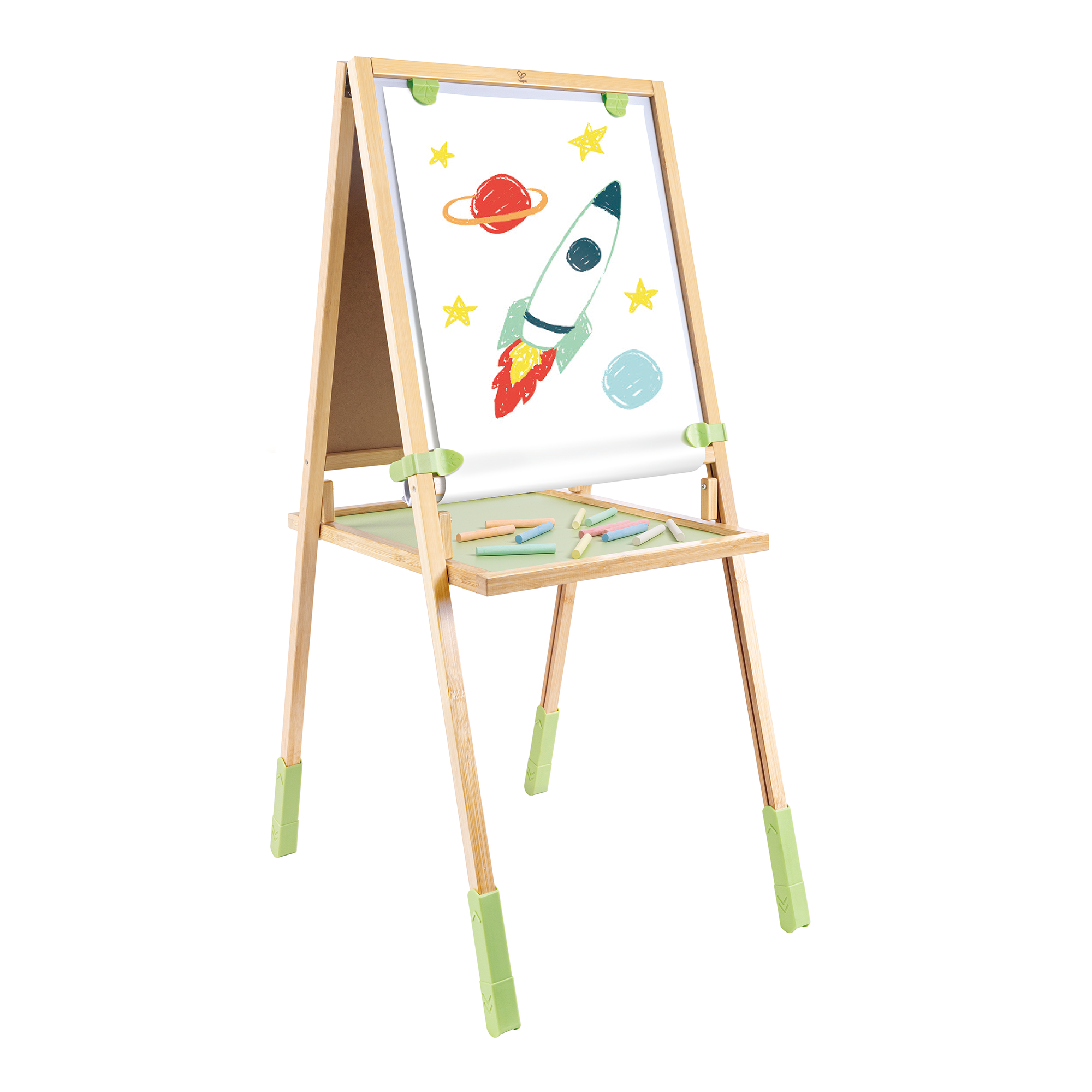 Holzspielzeug, Hape, Braun – Besonderheit: Tafel, magnetisches Whiteboard & Papier
