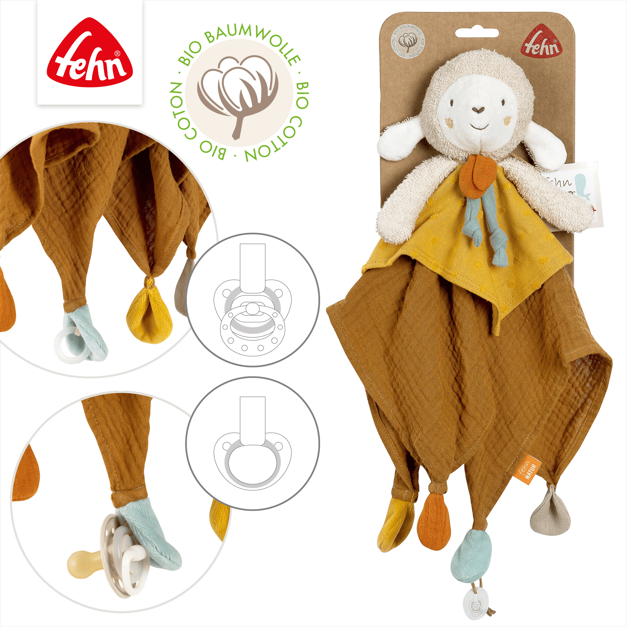 Schmusetücher, fehn, Gelb – Produktansicht
