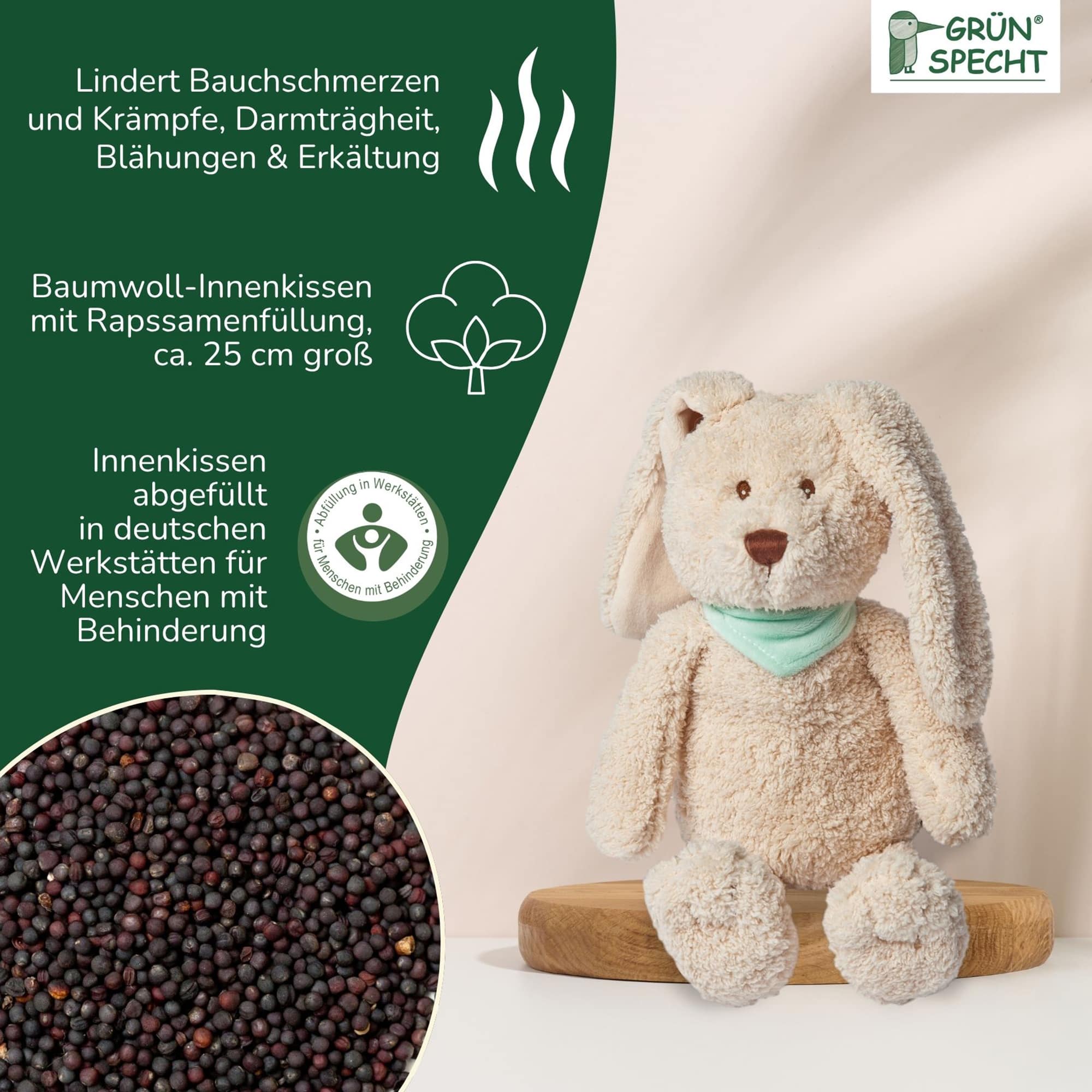 Wärmekissen & -flaschen, GRÜNSPECHT, Beige – Produktansicht