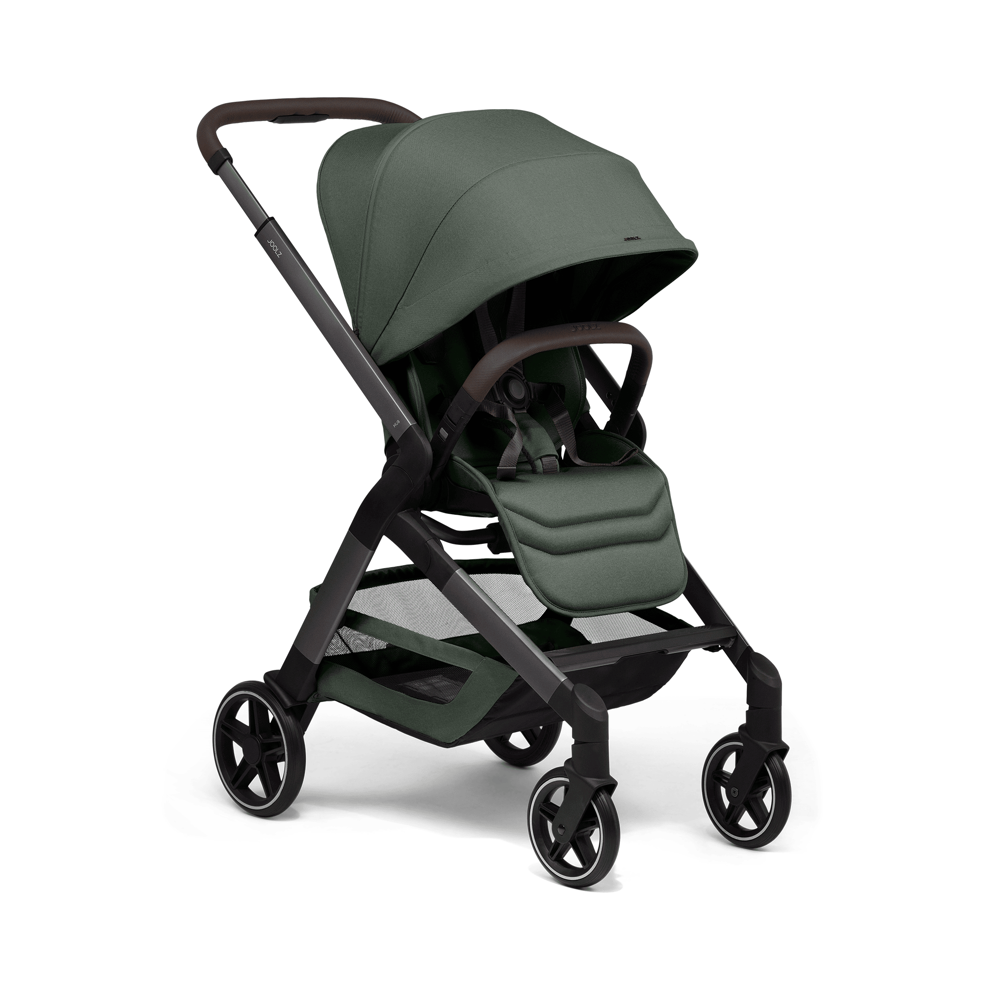 Kombi-Kinderwagen, JOOLZ, Grün – Besonderheit: mit 8 verschiedenen Sitzpositionen bis hin zu einer flachen Liegeposition