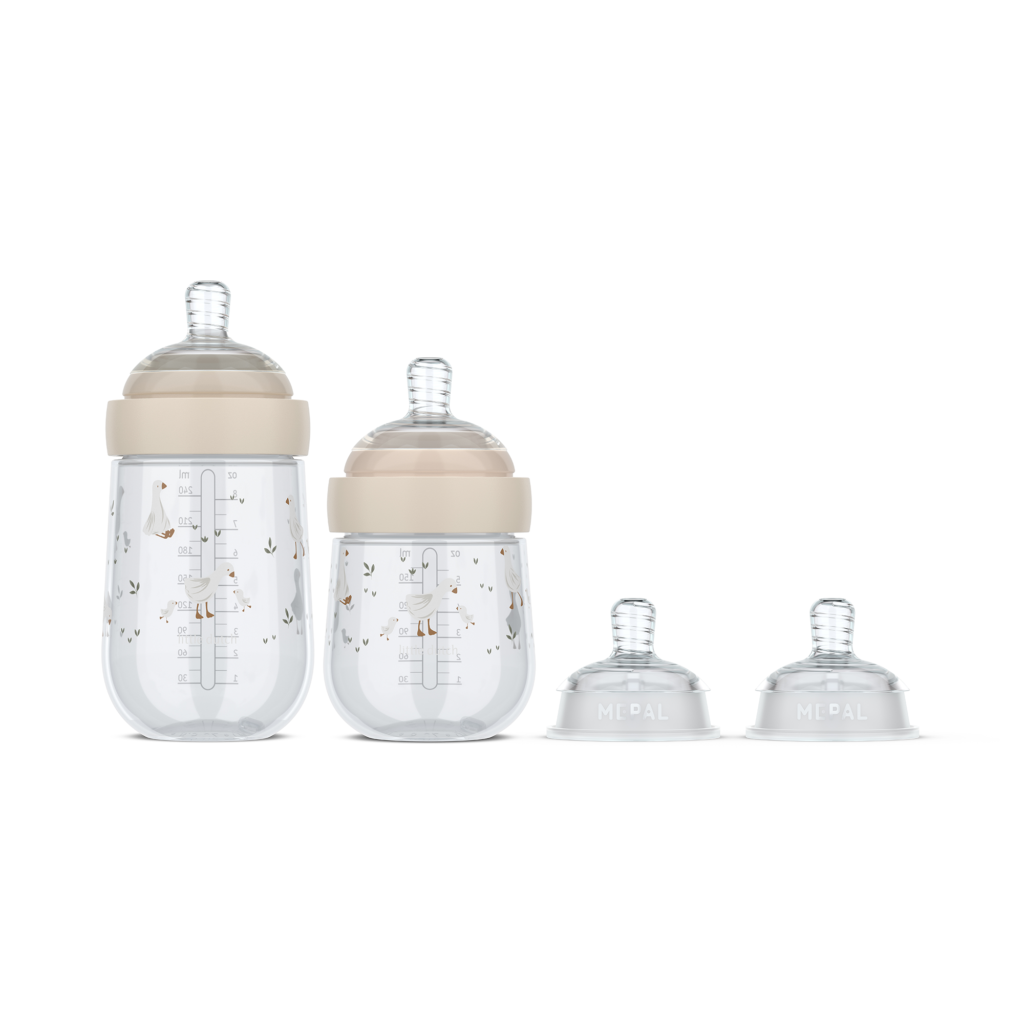 MEPAL, Beige – Besonderheit: enthält 2 Babyflaschen mit jeweils 165 ml und 240 ml sowie 2 Sauger