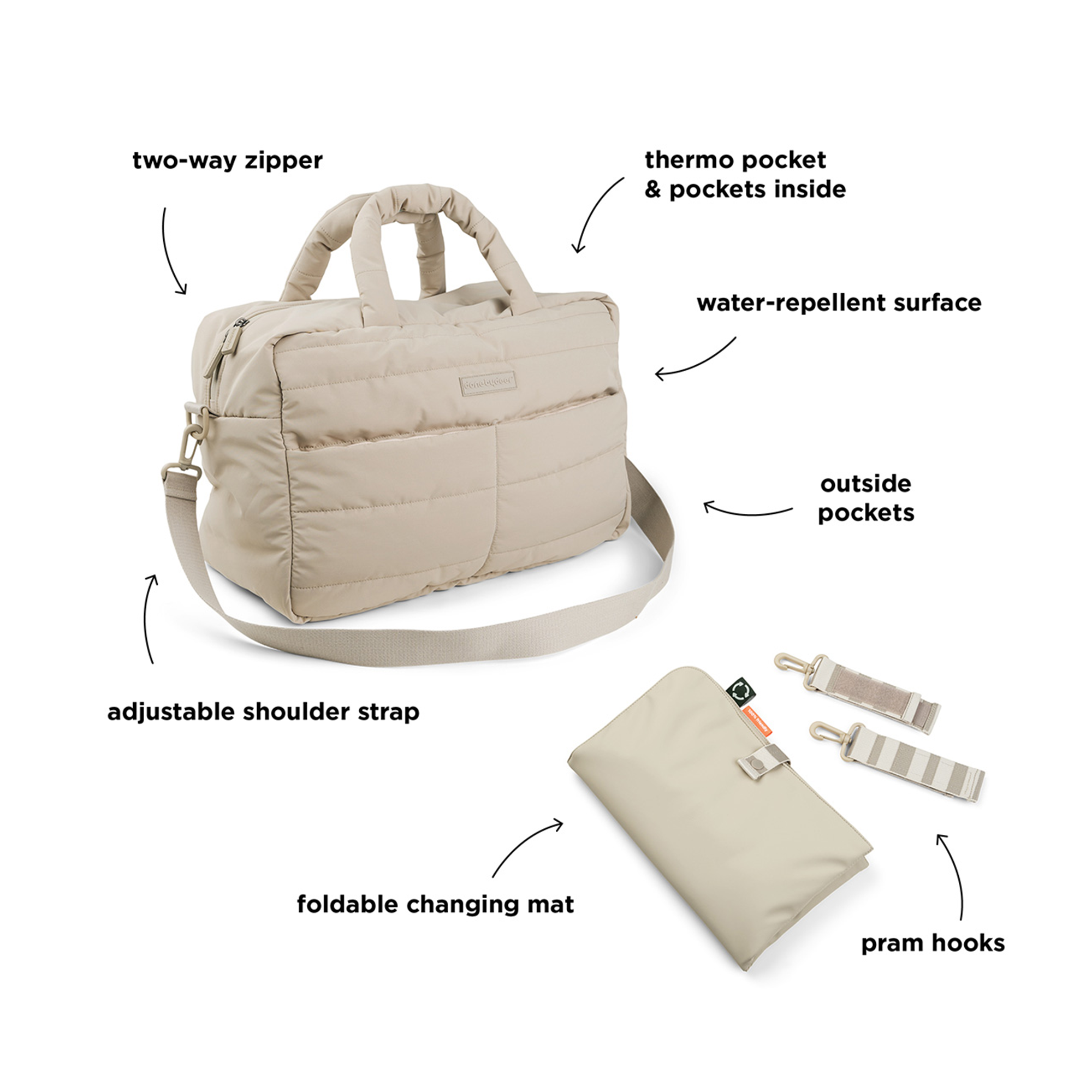 Wickeltaschen, done by deer, Beige – Produktansicht
