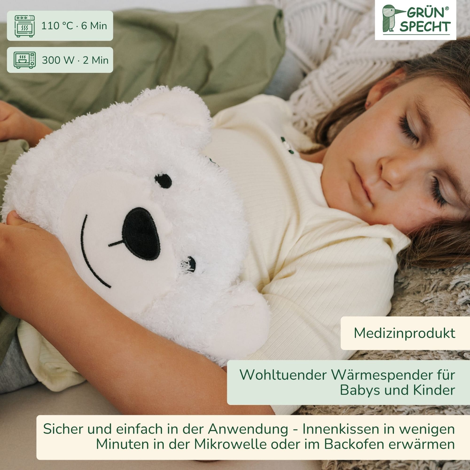 Wärmekissen & -flaschen, GRÜNSPECHT, Weiß – Produktansicht