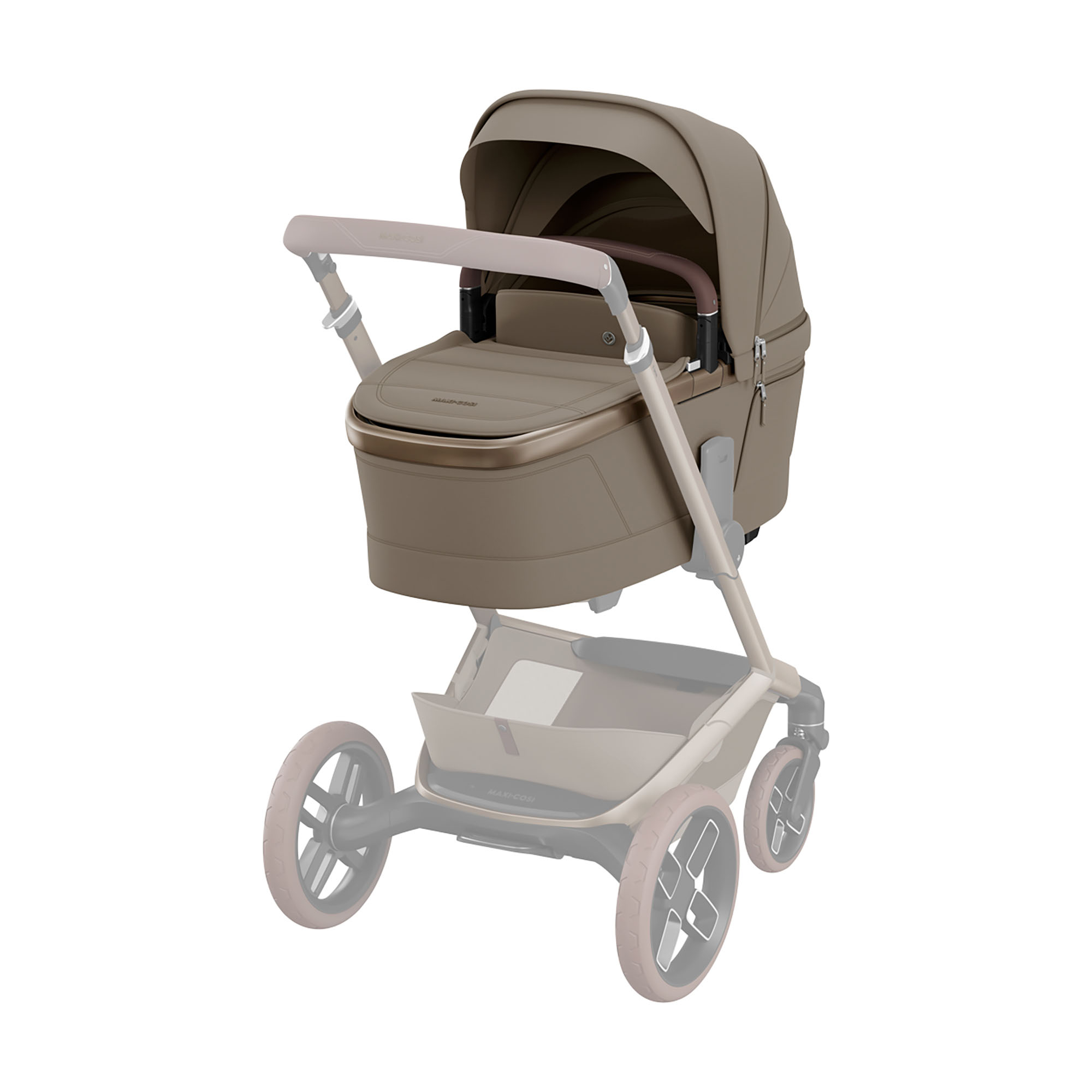 Tragewannen, MAXI-COSI Premium, Braun – Besonderheit: geräumiger Kinderwagenaufsatz mit wendbarer, atmungsaktiver Memory-Schaumstoffmatratze