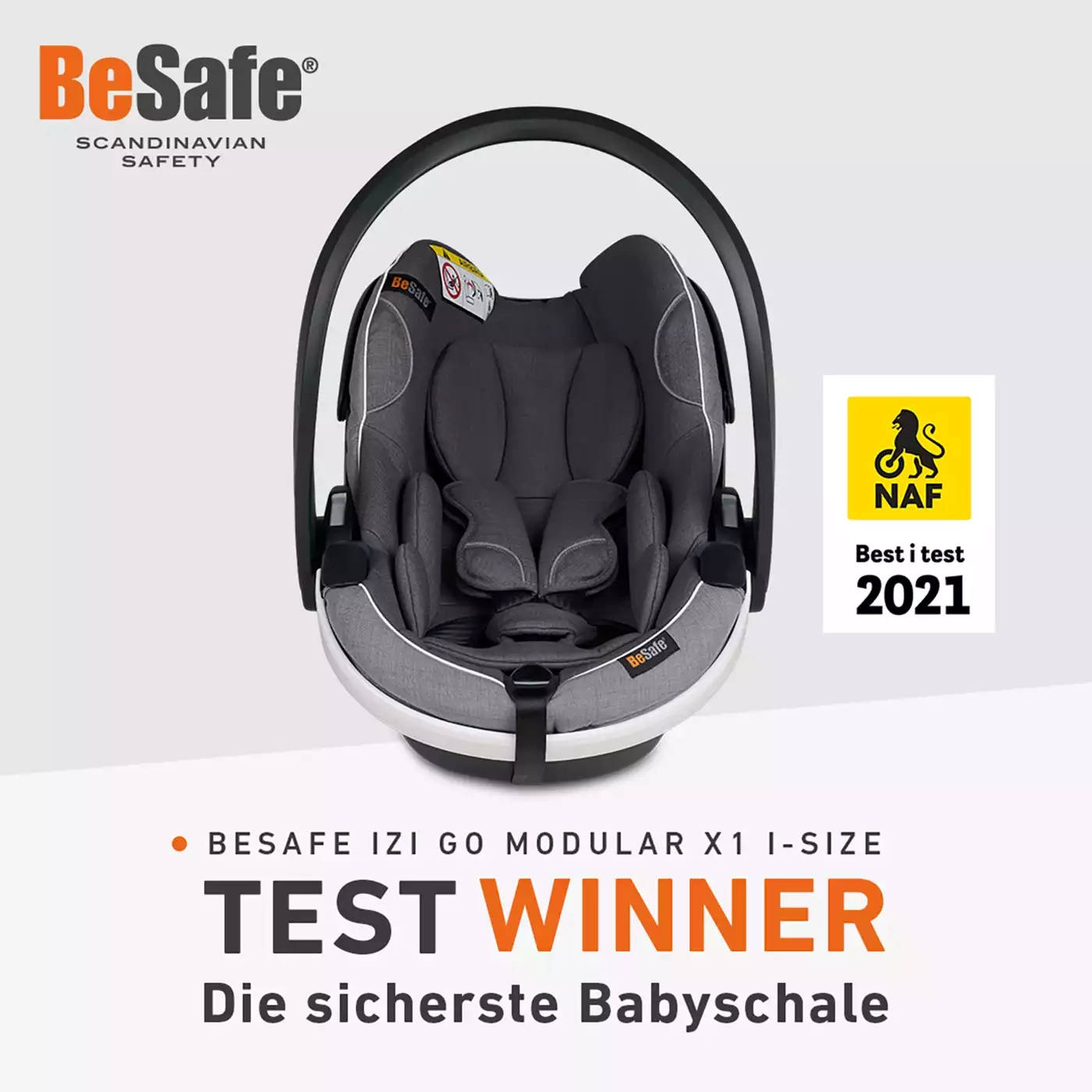 Babyschalen 0-13 kg, Gruppe 0+, BeSafe, Grau – Produktansicht