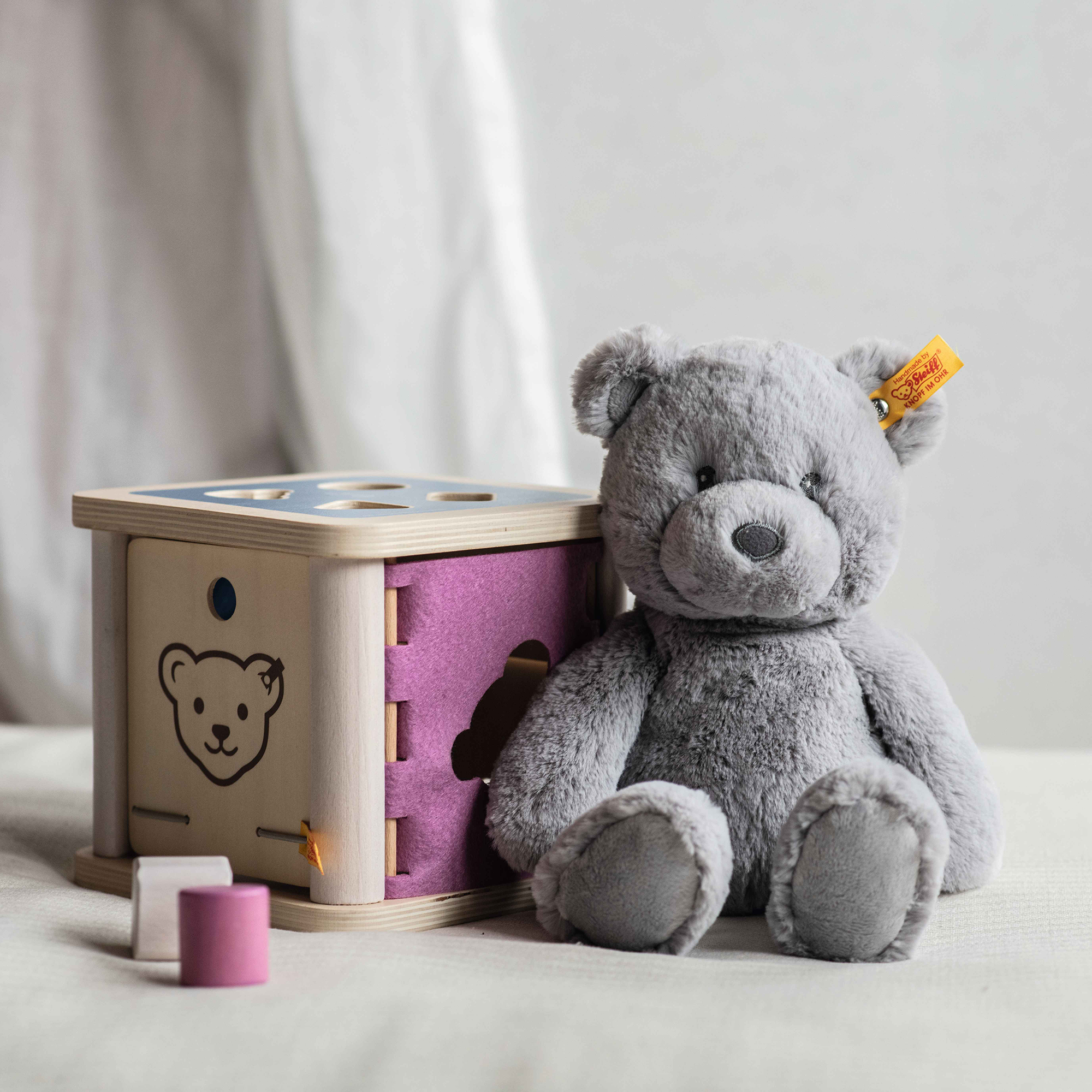 Kuscheltiere Bären, Steiff, Grau – Besonderheit: Teddybär zum Kuscheln und Spielen