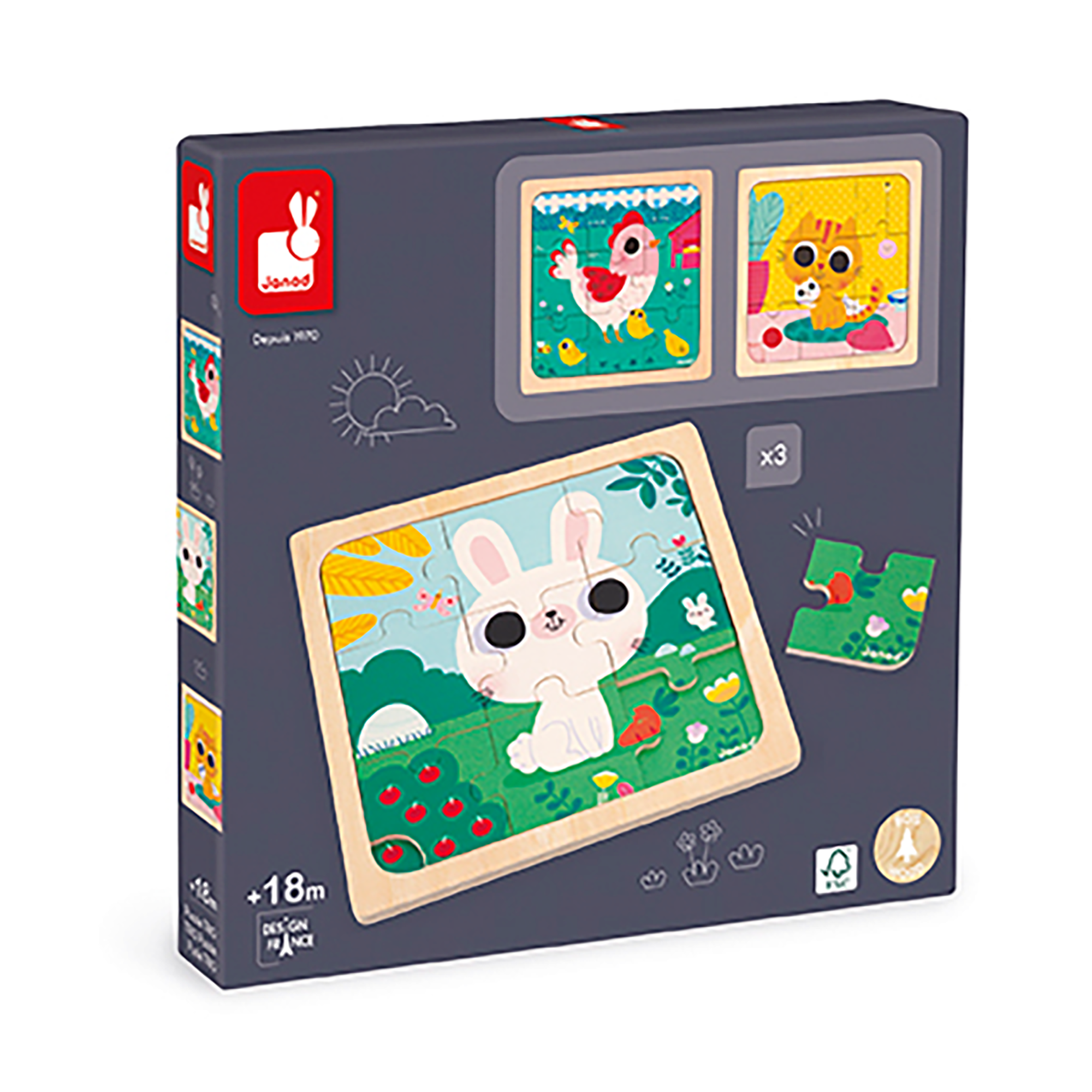 Holzpuzzle, Janod, Mehrfarbig – Produktansicht