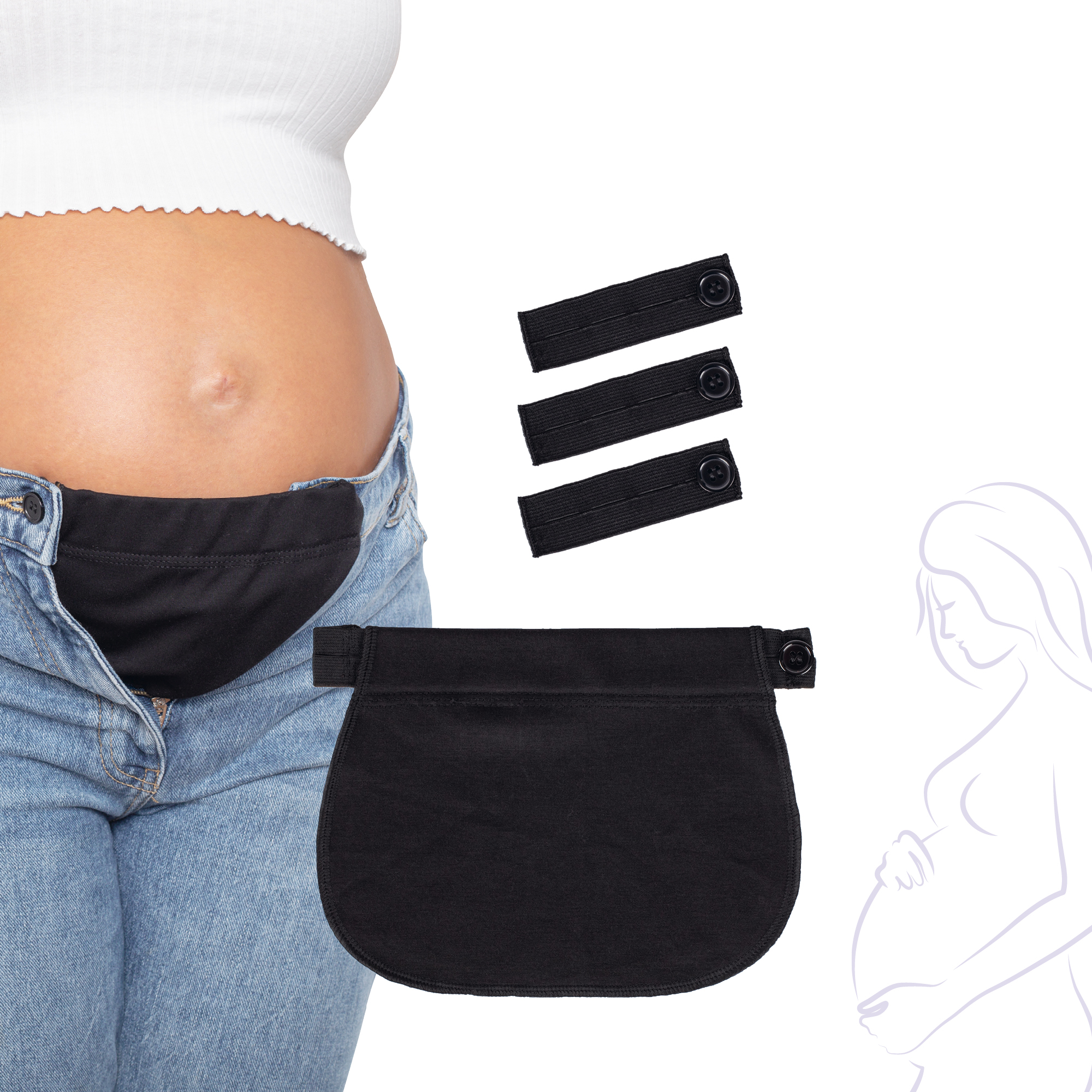 Umstandshosen, reer mama, Schwarz – Produktansicht