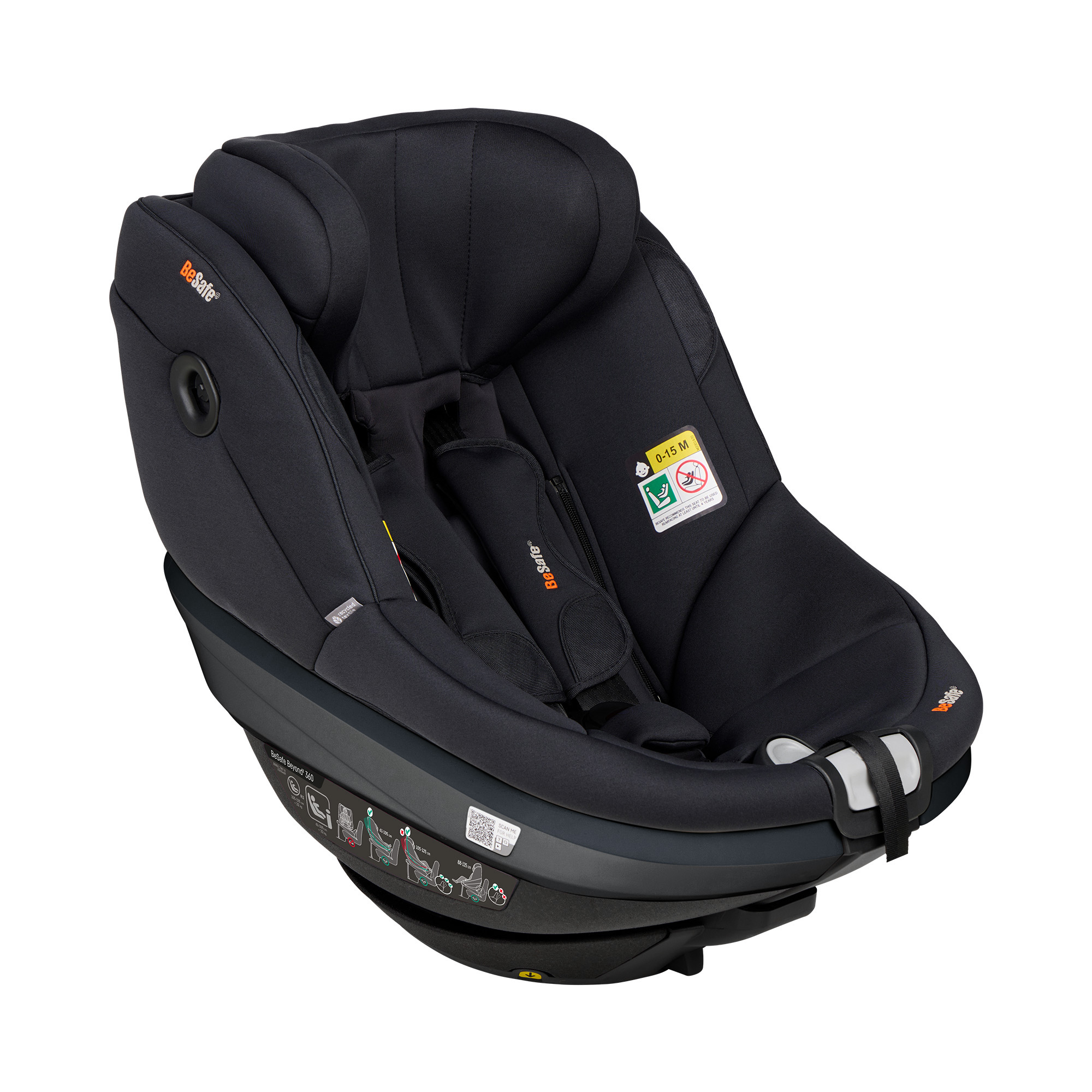 Reboarder 0-18 kg, Gruppe 0+/1, BeSafe, Schwarz – Besonderheit: Ergo Cushion™  - für maßgeschneiderten Komfort und optimale Unterstützung der Wirbelsäule ausgestattet