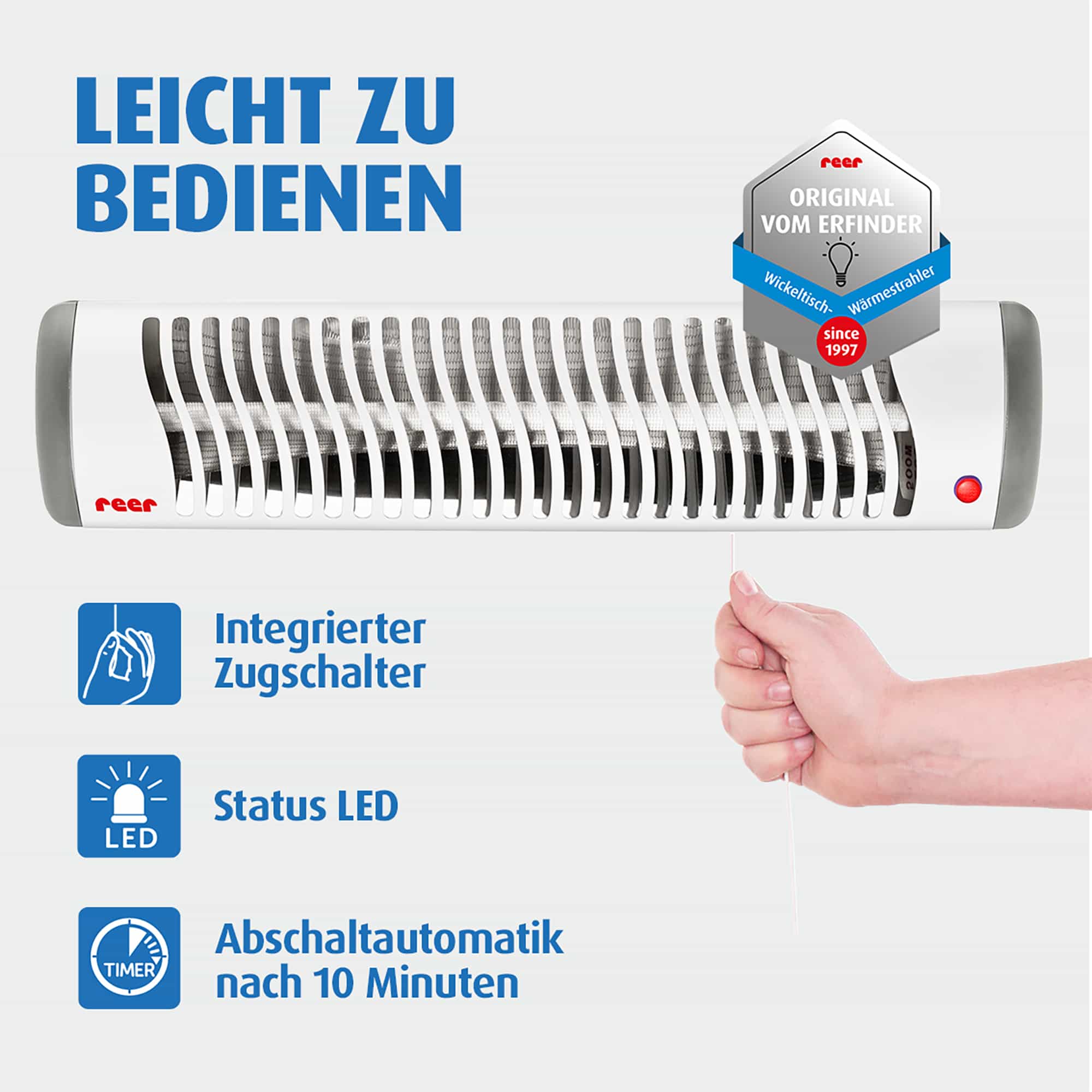 Heizstrahler, reer, Weiß – Produktansicht