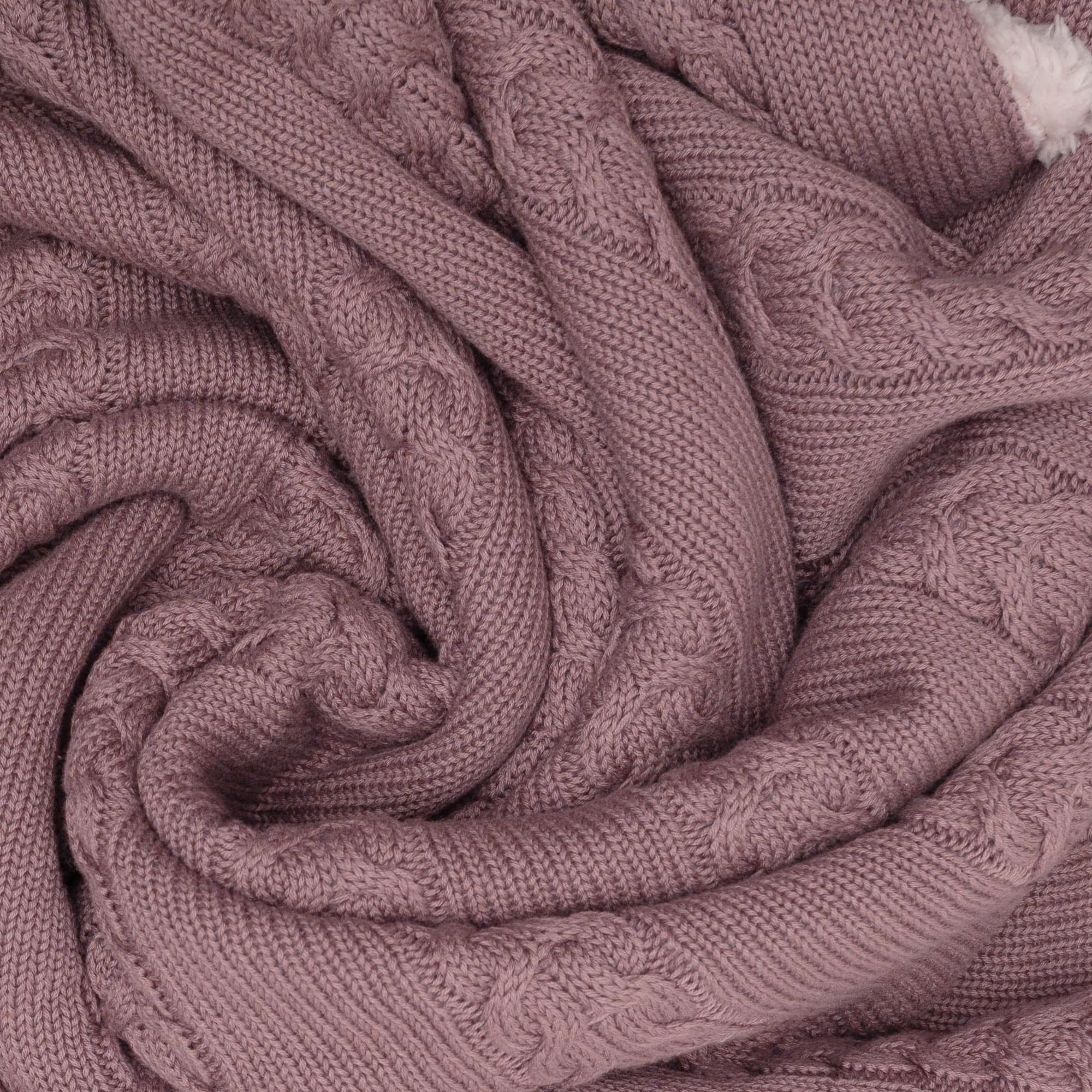 Strickdecken, JACKY, Pink – Besonderheit: Strickdecke mit Kuschelrückseite