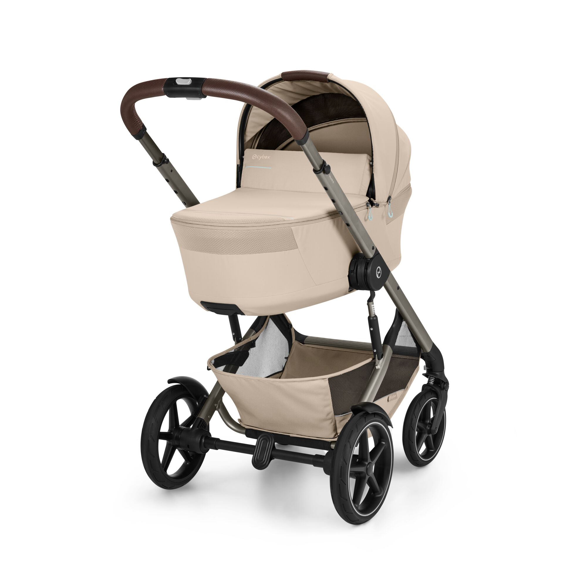Kombi-Kinderwagen, cybex, Beige – Besonderheit: kompakte Faltung (auch mit Babywanne)