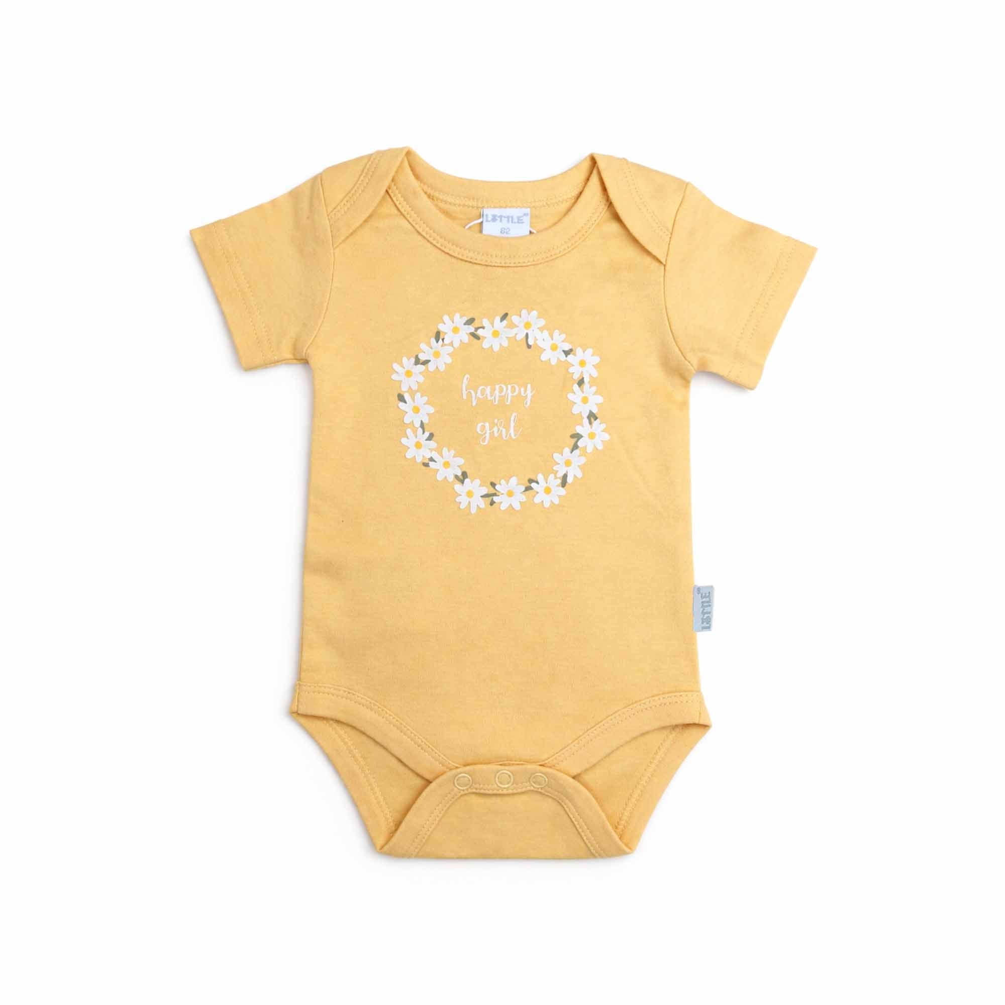 Kurzarmbodys, LITTLE, Gelb – Besonderheit: aus 100% Baumwolle