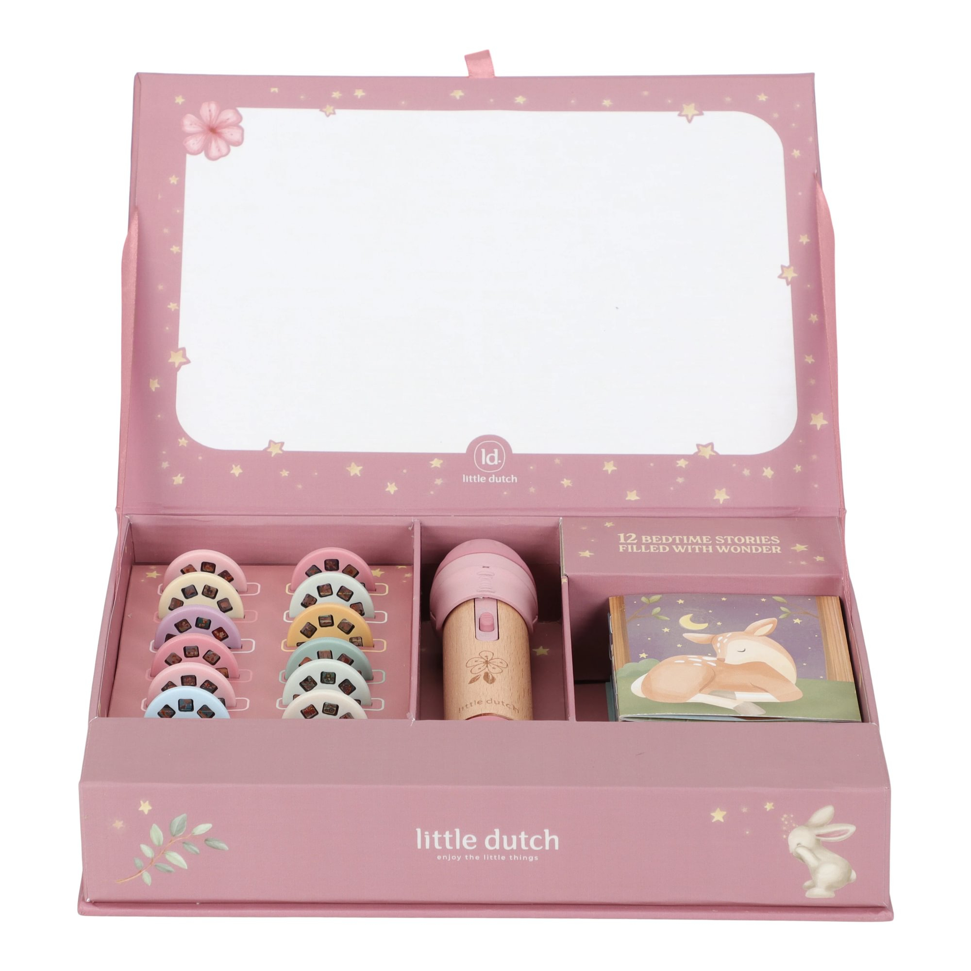 Lernspielzeug, LITTLE DUTCH, Pink – Besonderheit: Taschenlampe mit 12 wechselbaren Projektionsscheiben und verschiedenen Motiven 