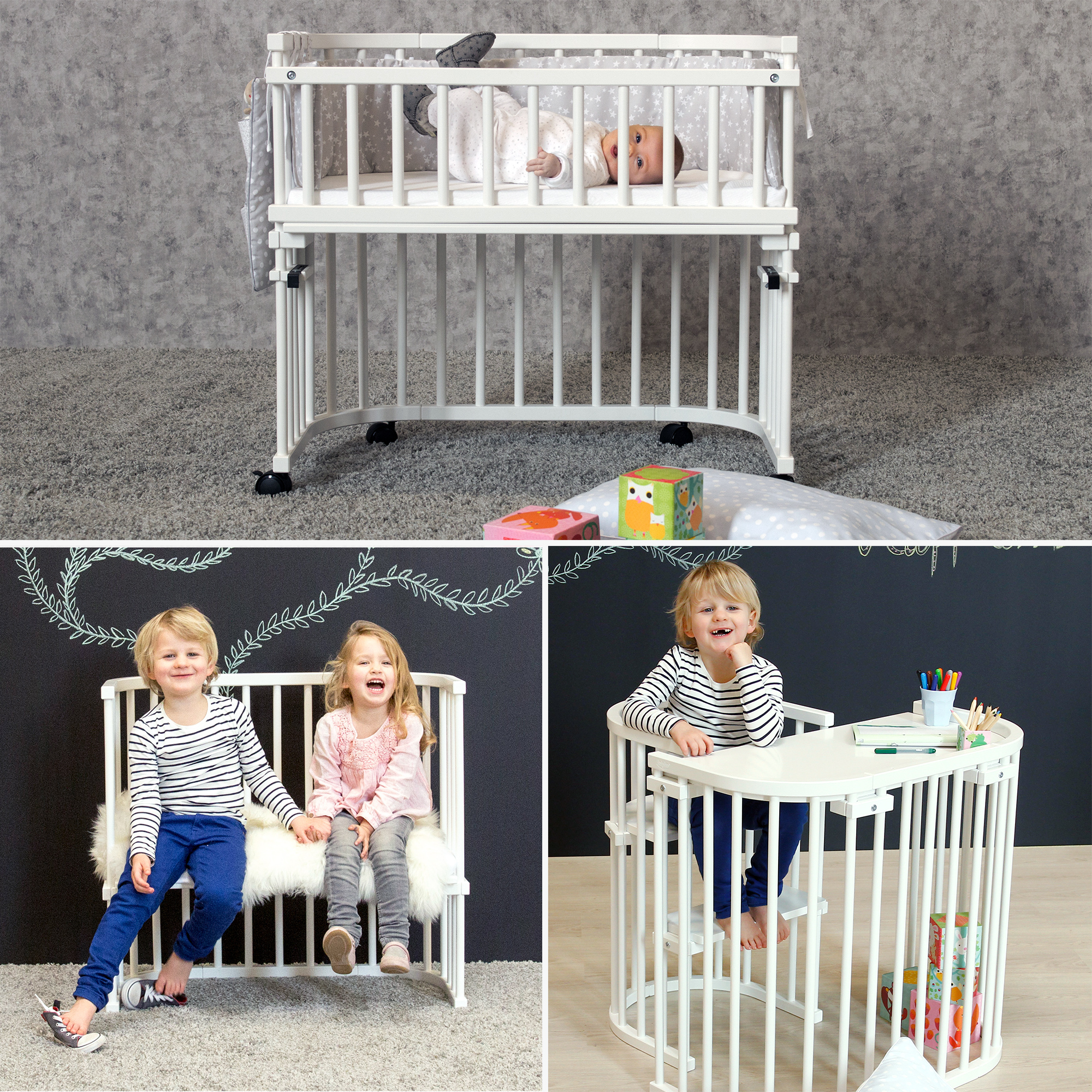Beistellbetten, babybay, Weiß – Produktansicht
