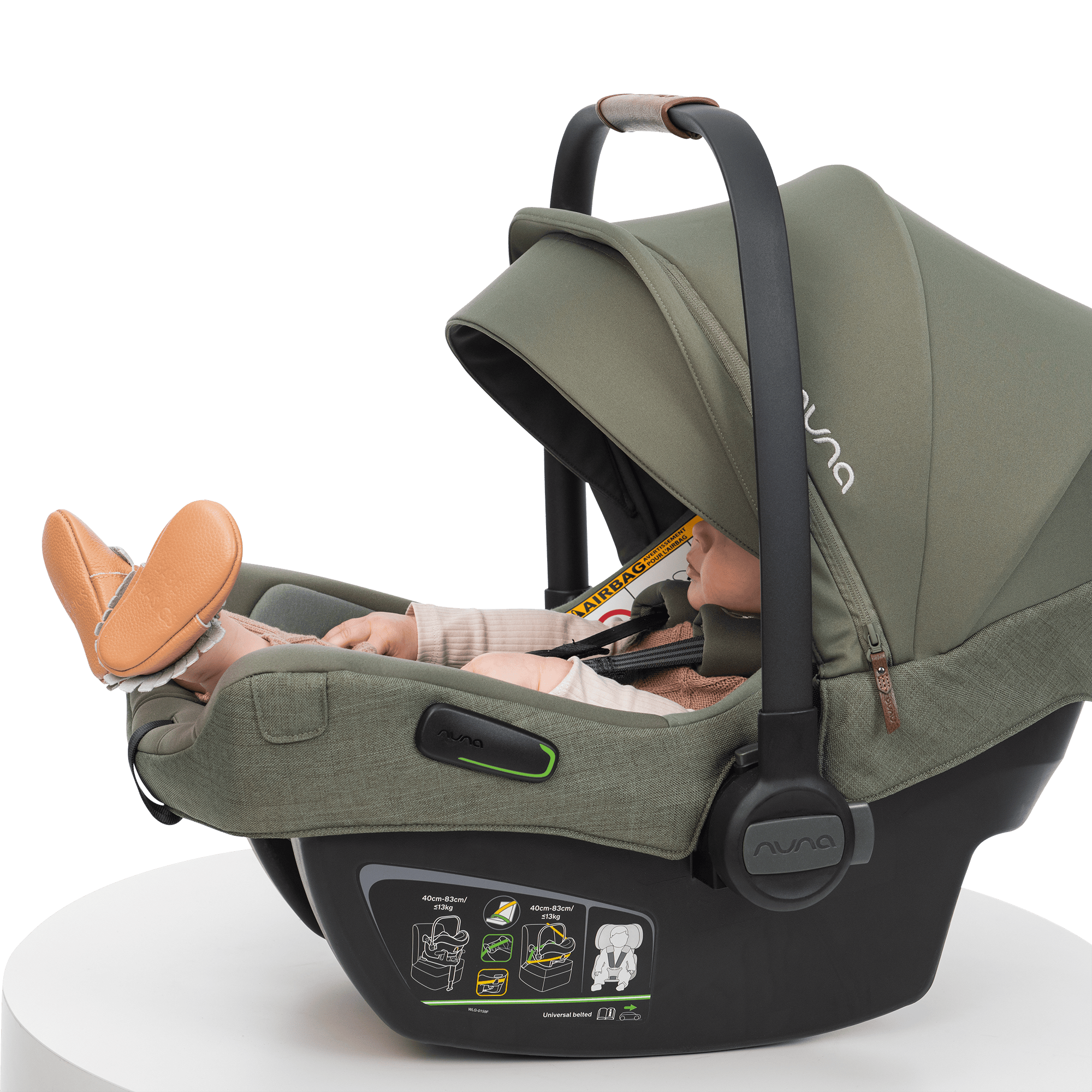 Babyschalen 0-13 kg, Gruppe 0+, nuna, Grün – Produktansicht