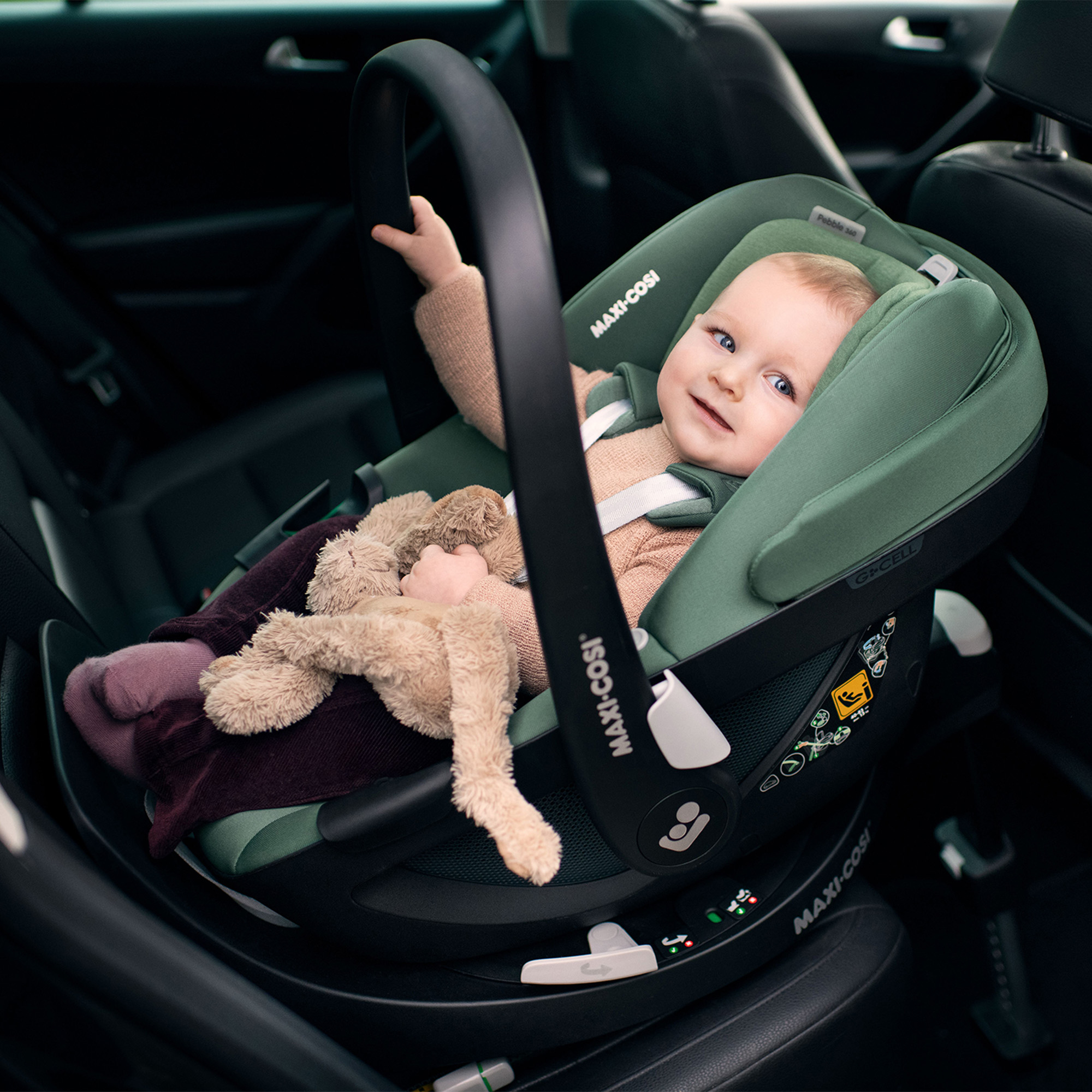 Babyschalen 0-13 kg, Gruppe 0+, MAXI-COSI, Grün – Besonderheit: Set bestehend aus Babyschale und Basisstation