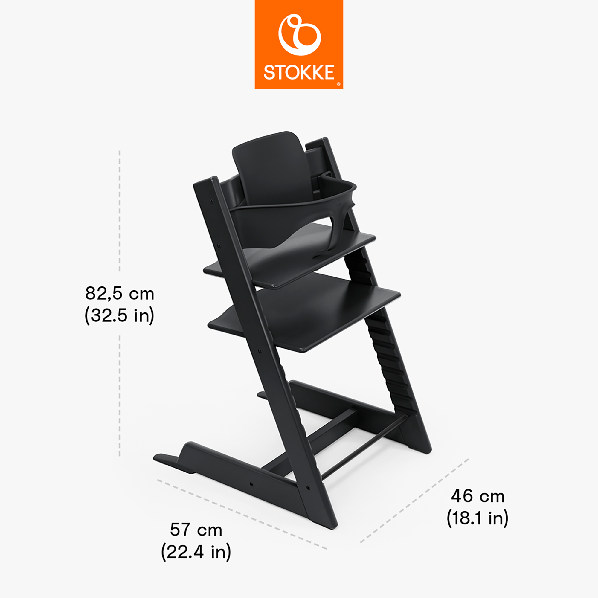 Treppenhochstühle, STOKKE, Schwarz – Produktansicht