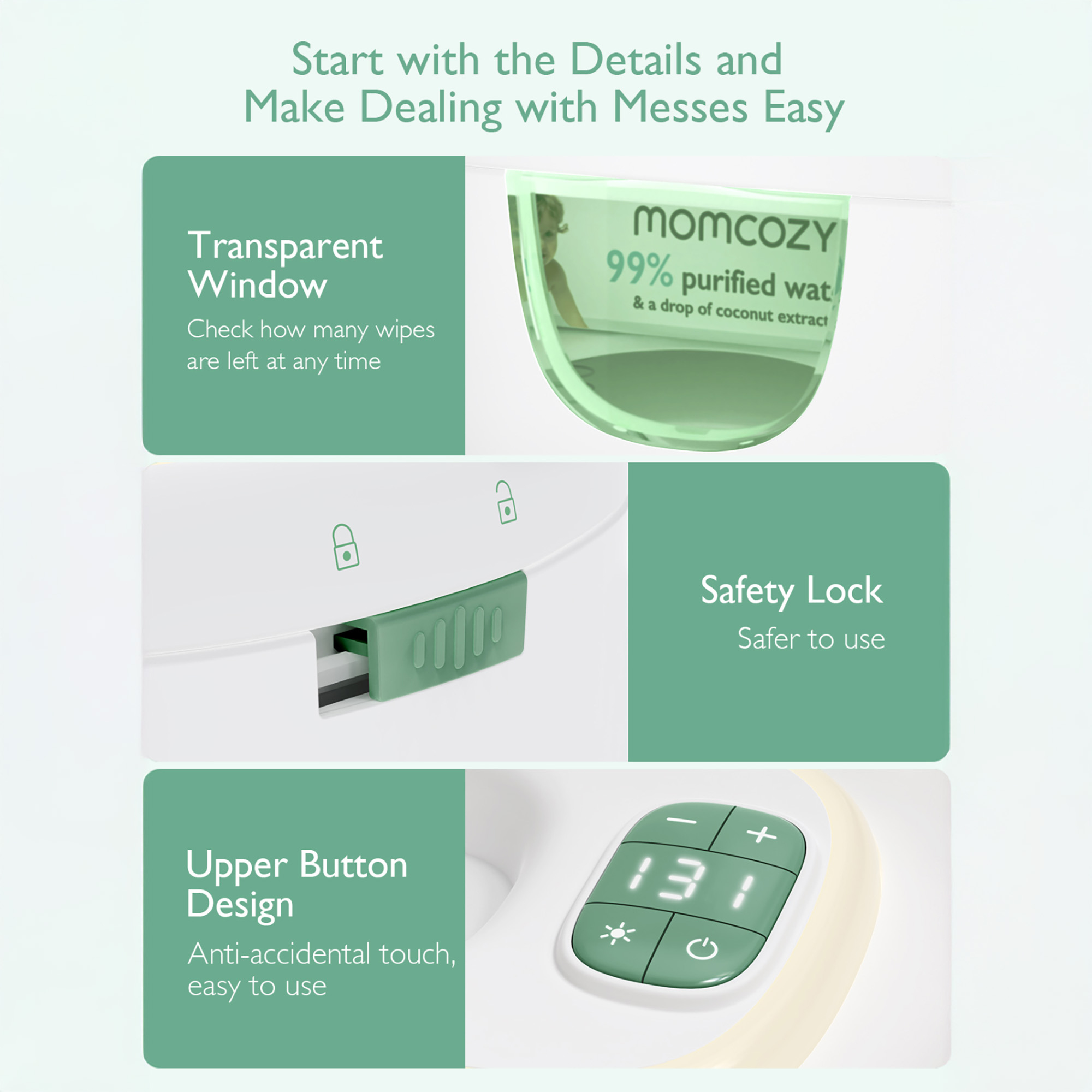 Feuchttücherboxen, momcozy, Weiß – Produktansicht