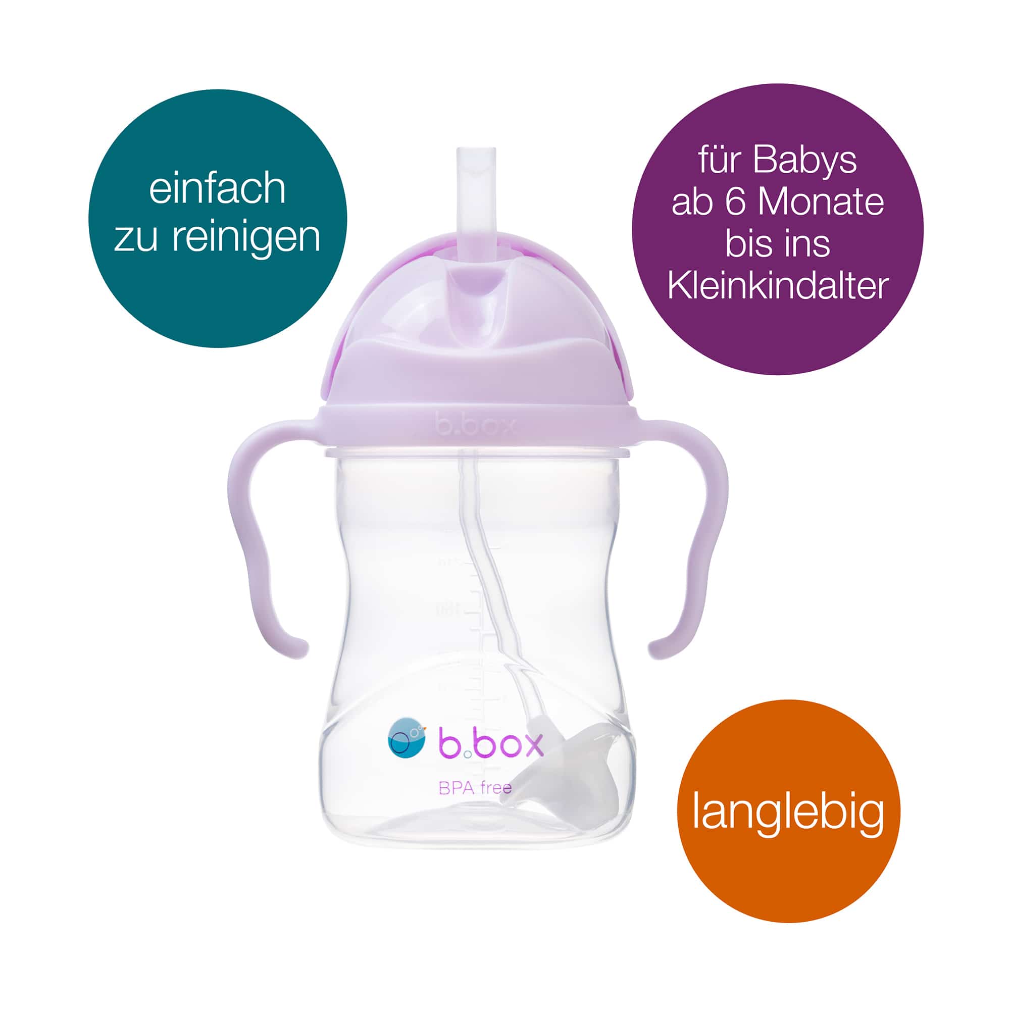 Trinklernbecher & -flaschen, B.box, Blau – Besonderheit: mit Flip-Top-Deckel und Trinkhalm