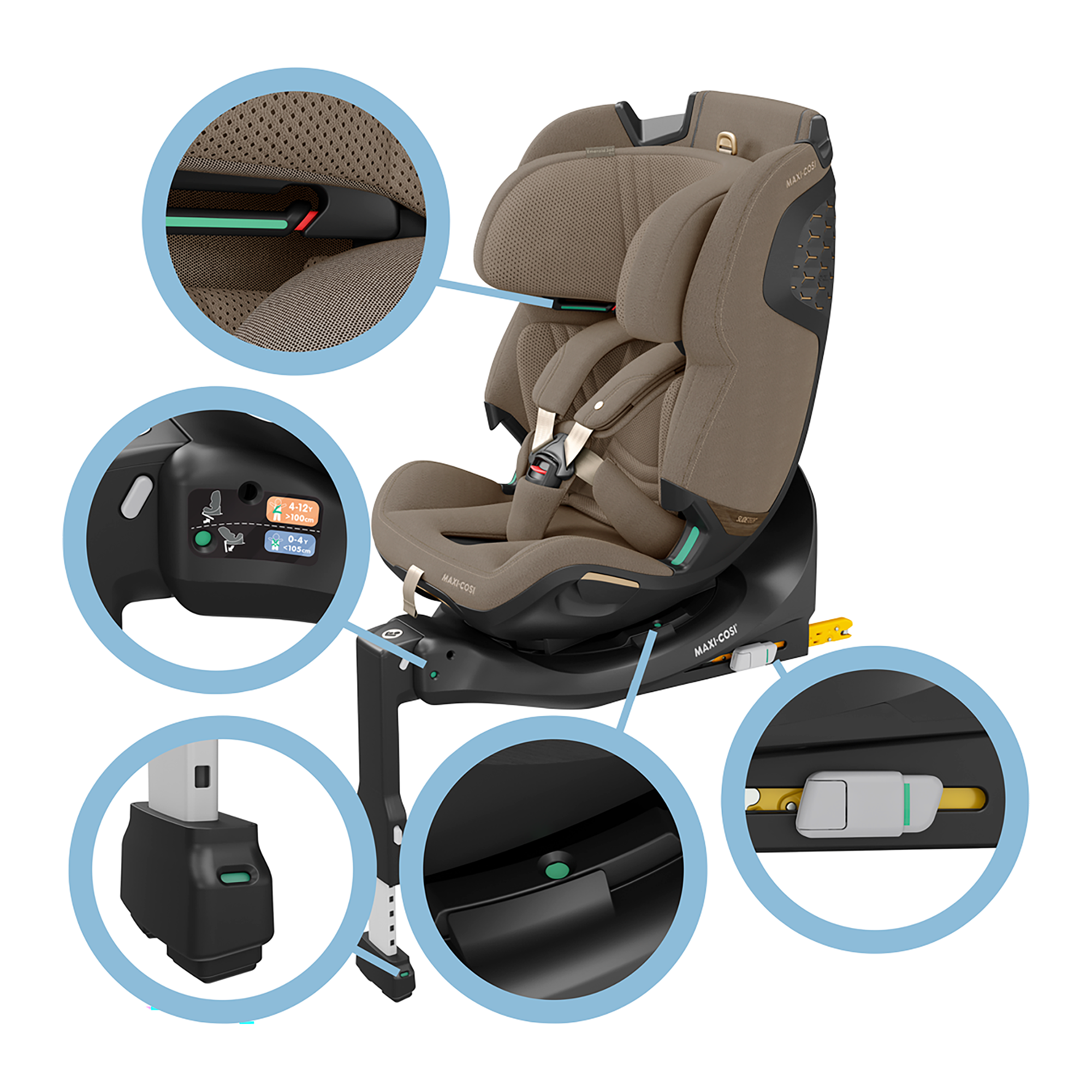 Kindersitze 9-36 kg, Gruppe 1/2/3, MAXI-COSI Premium, Beige – Produktansicht
