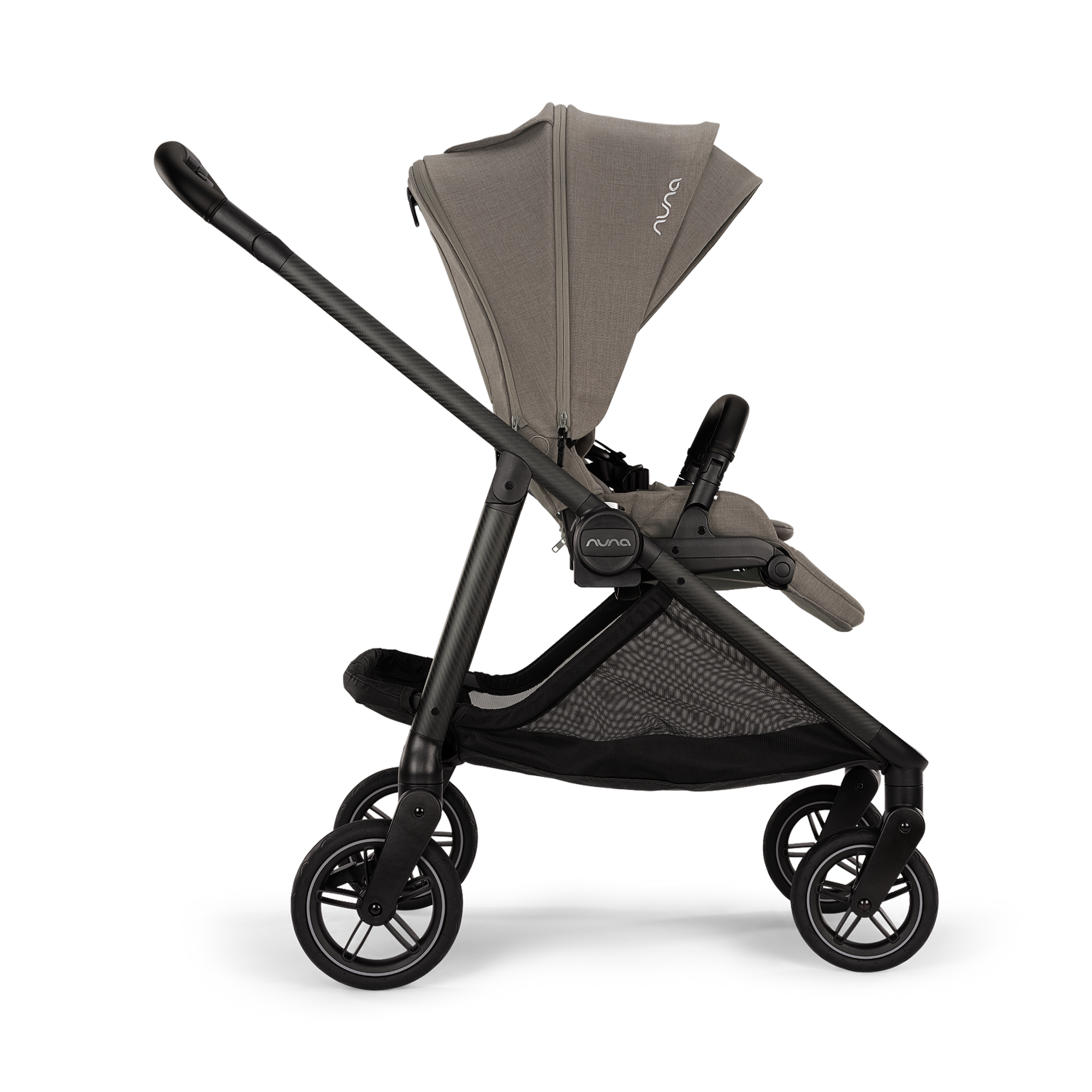 Kombi-Kinderwagen, nuna, Grau – Besonderheit: 360° drehbare Swivel-Räder - Navigation in alle Richtungen