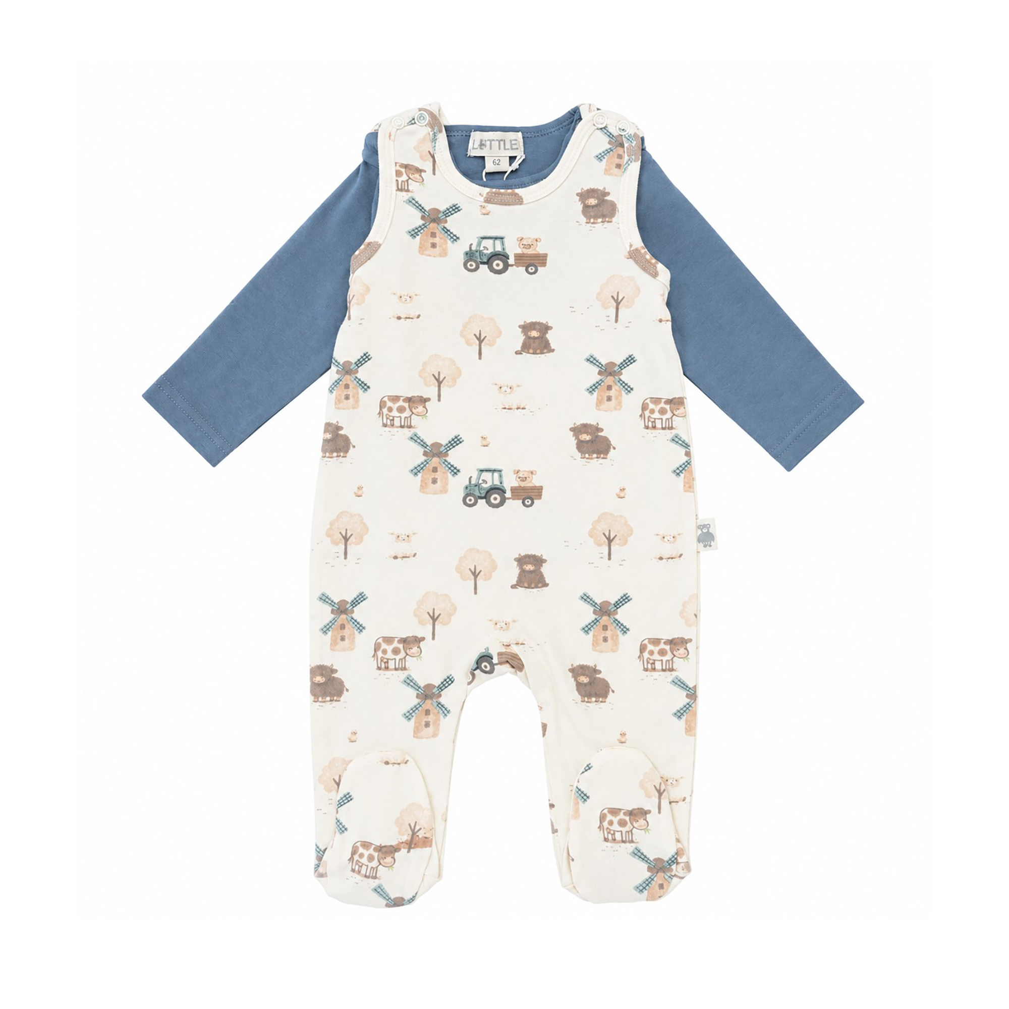 Strampler, LITTLE, Weiß – Besonderheit: Set bestehend aus Strampler und Langarmshirt