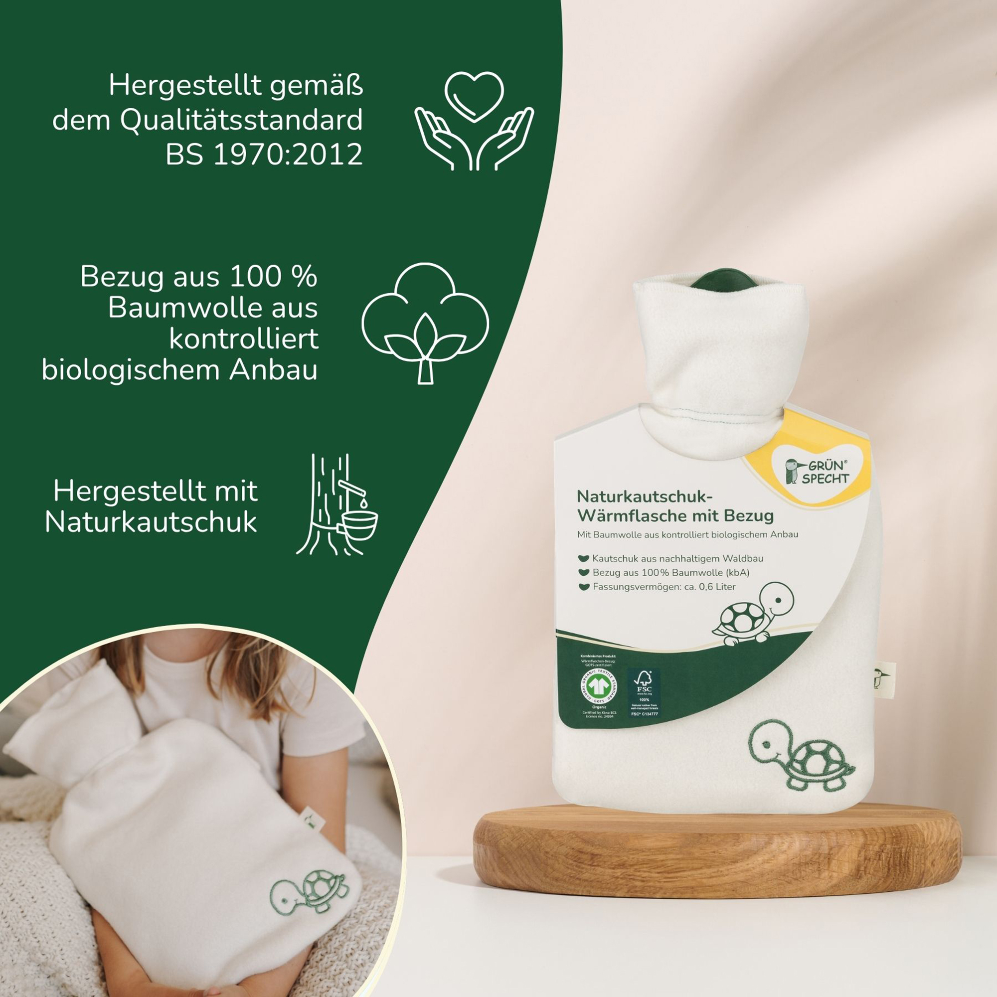 Wärmekissen & -flaschen, GRÜNSPECHT, Weiß – Produktansicht