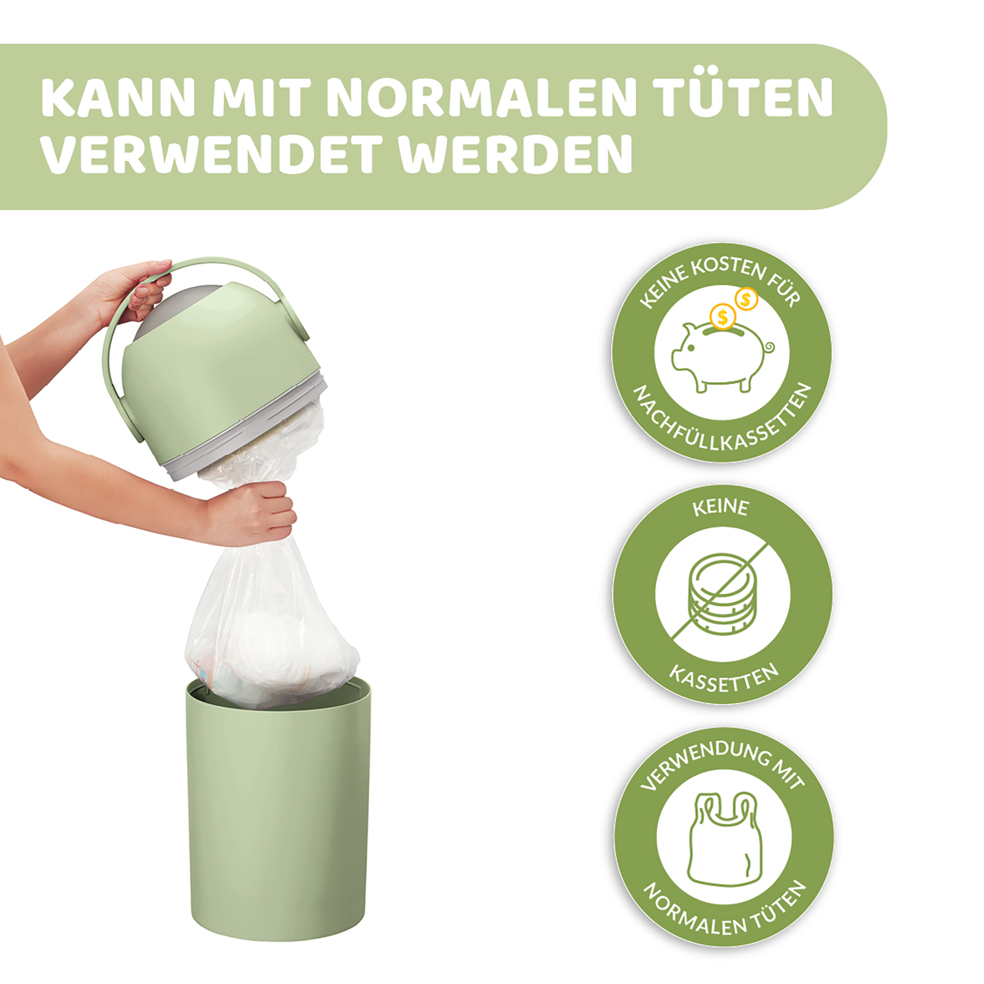 Windeleimer, chicco, Grün – Produktansicht