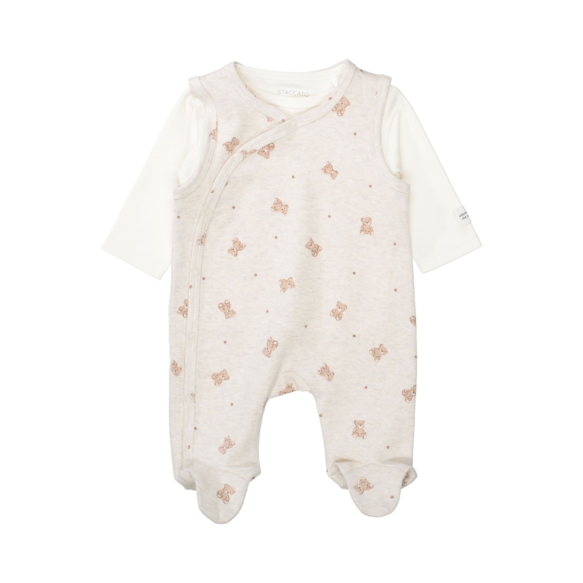Strampler, STACCATO, Beige – Besonderheit: Set bestehend aus Strampler und Langarmshirt
