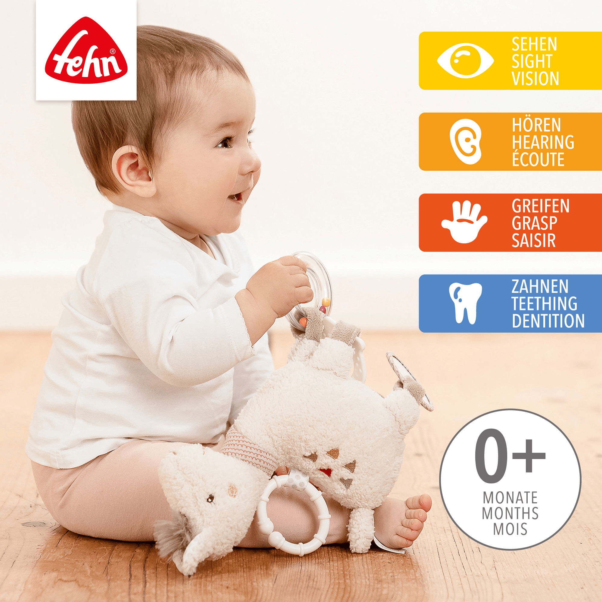 Produkte, fehn, Beige – Besonderheit: Glöckchen, Beißer, Rassel, Quietsche und kleine Spiegel