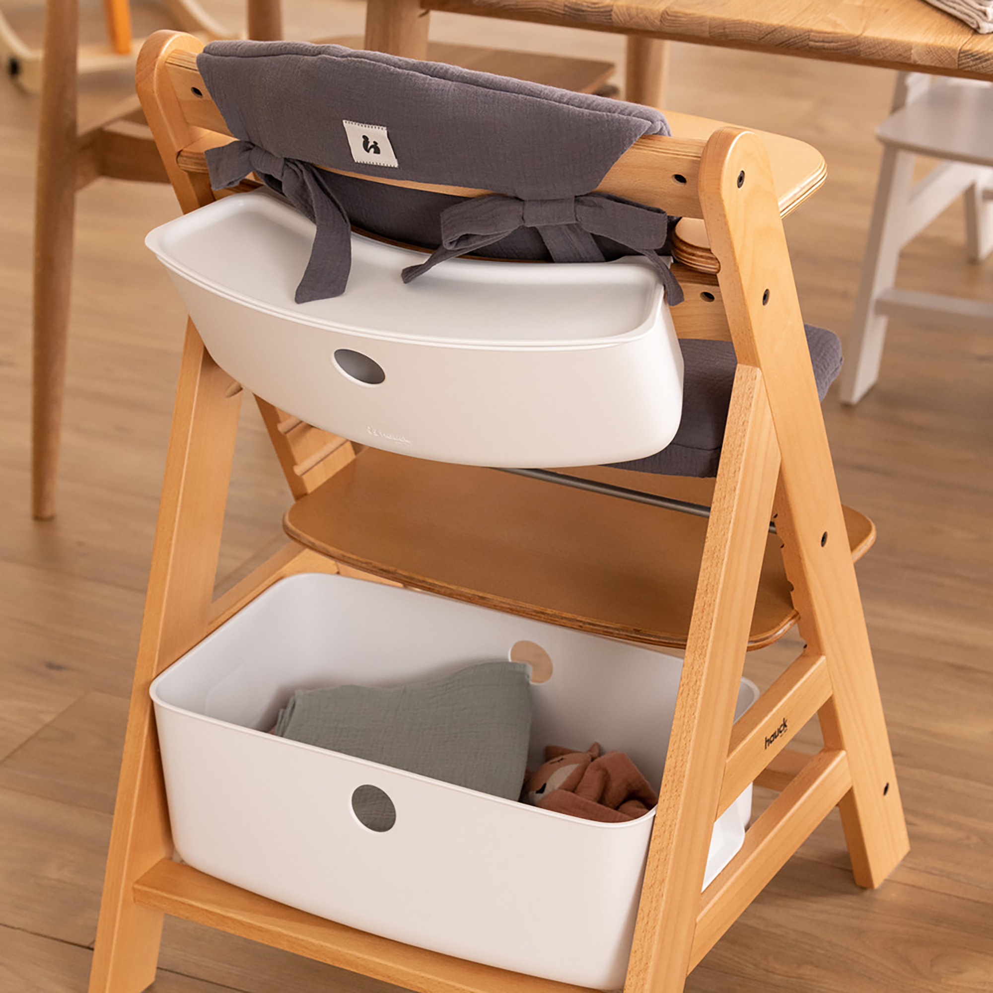 Hochstuhl Zubehör, hauck, Weiß – Besonderheit: 2-teiliges Aufbewahrungsbox-Set für den Alpha+ oder Beta+ Hochstuhl