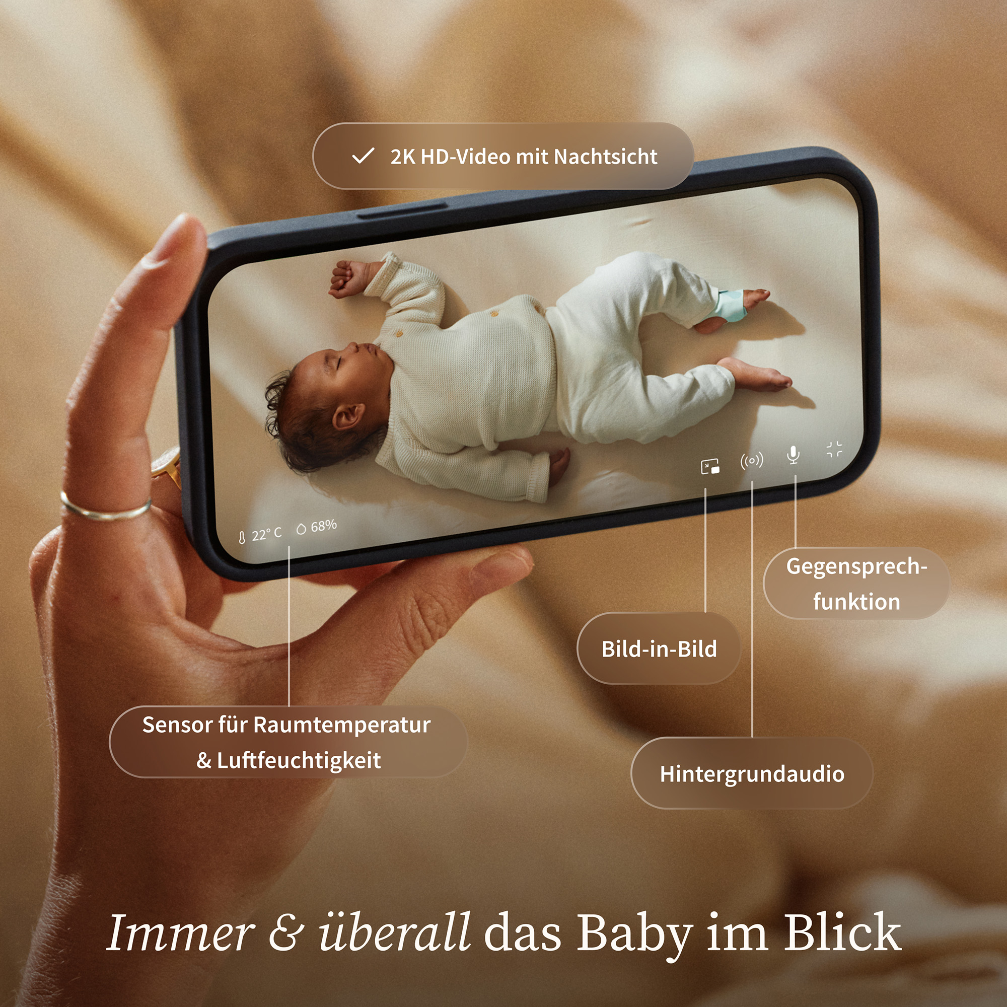 Video Babyphone, Owlet, Schwarz – Produktansicht