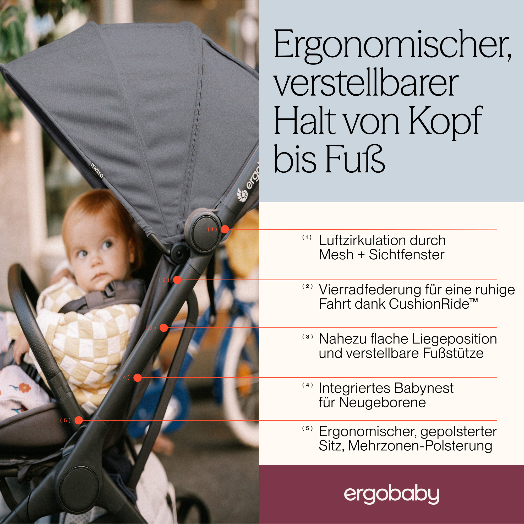 Buggys, ERGObaby, Grau – Produktansicht