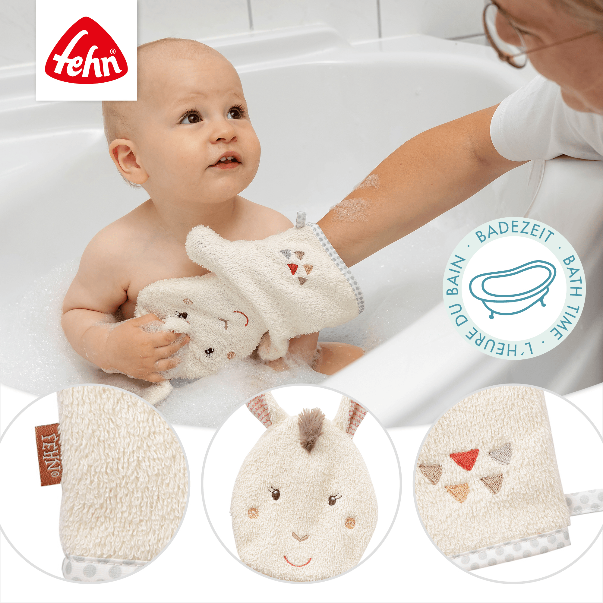 Waschlappen, fehn, Beige – Produktansicht