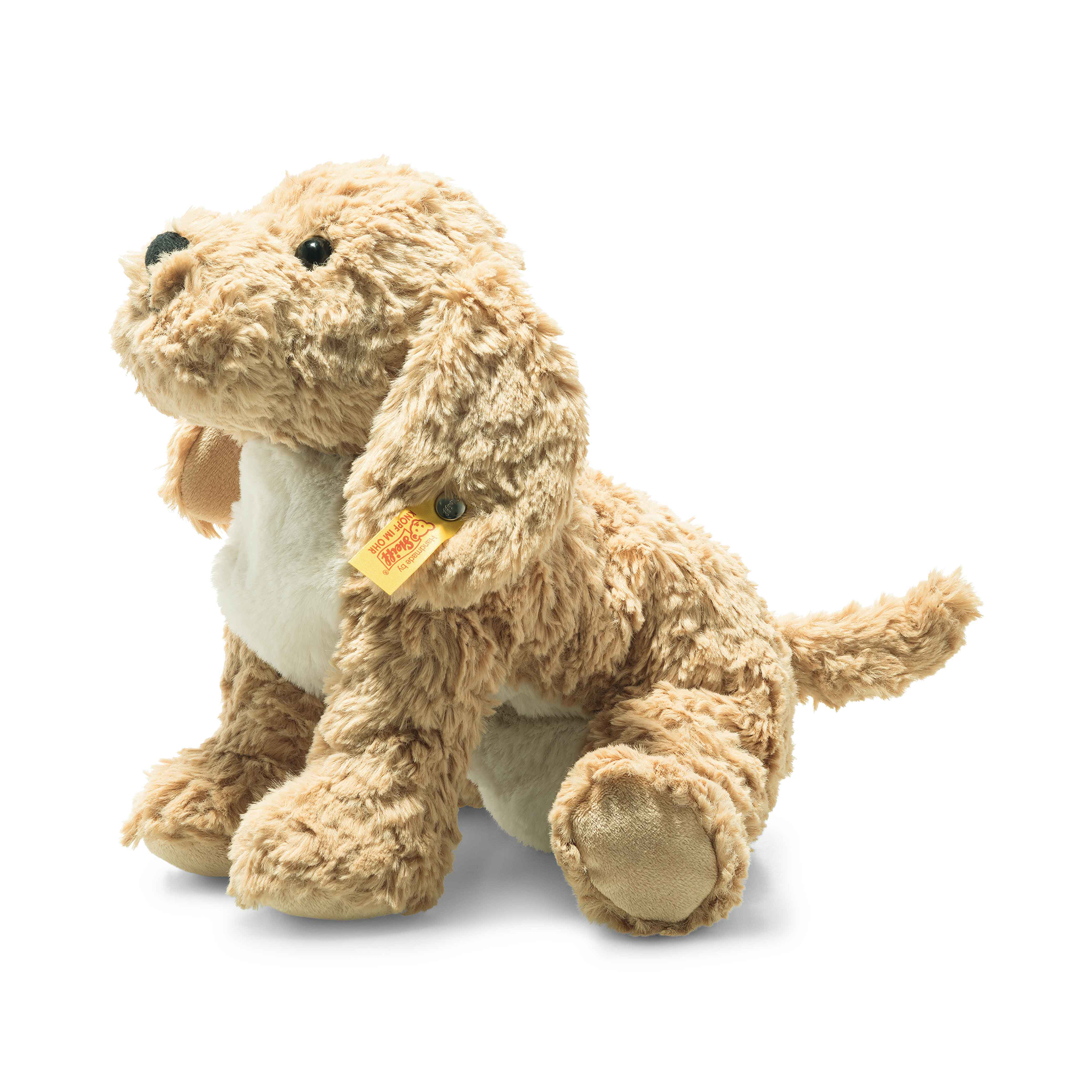 Kuscheltiere Hunde, Steiff, Gelb – Besonderheit: liegender Hund zum Kuscheln und Spielen