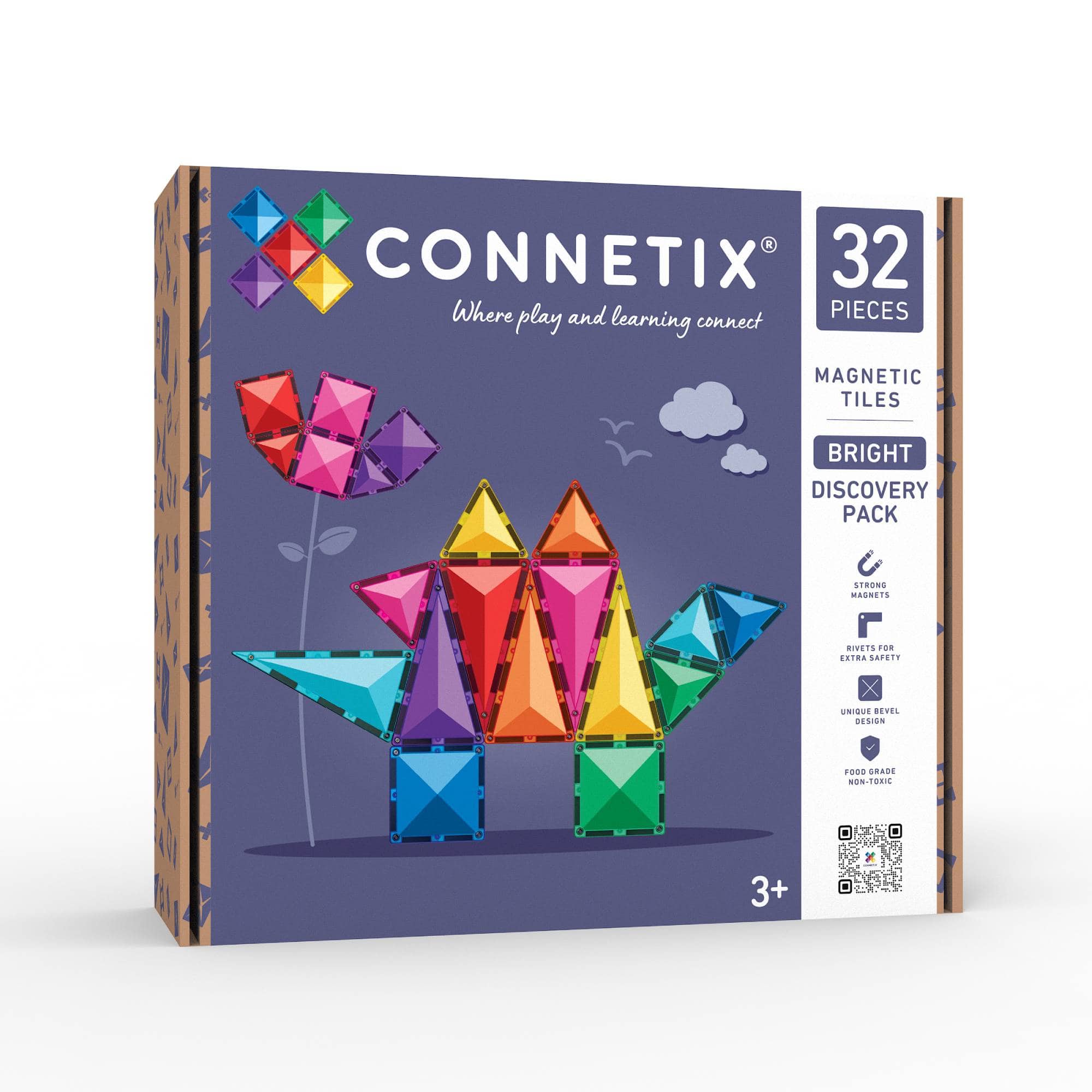 Bausteine, Connetix, Lila – Besonderheit: magnetische Bausteine, darunter Dreiecke und Quadrate zum Bauen von Burgen, Blumen und vieles mehr
