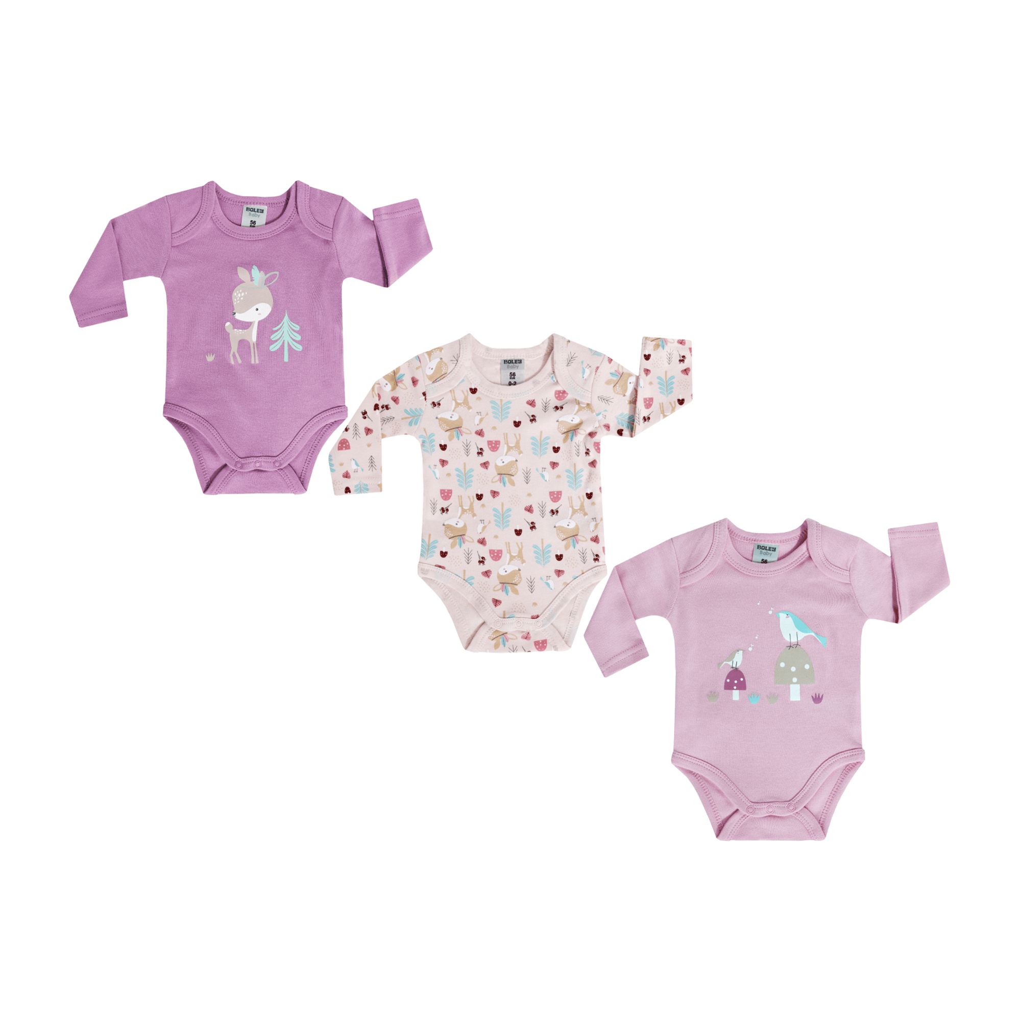 Langarmbodys, Boley, Pink – Besonderheit: aus 100% Baumwolle