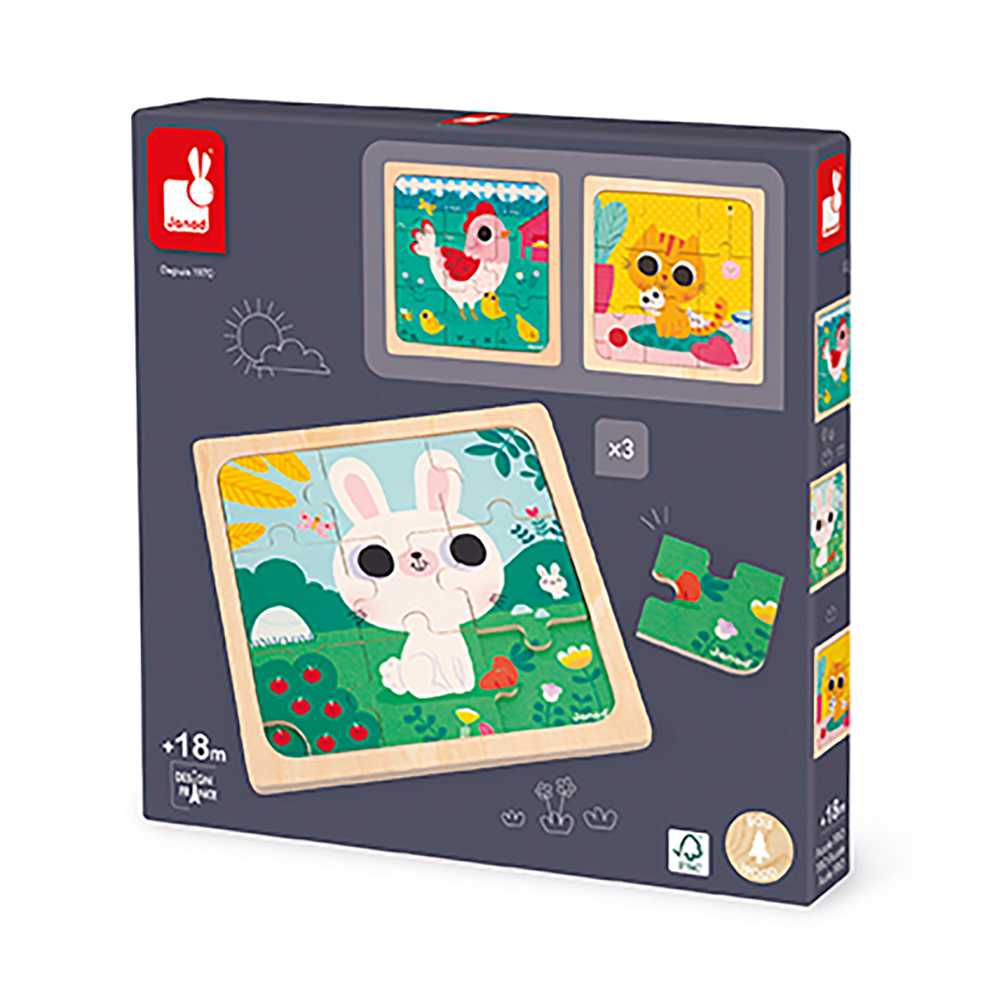 Holzpuzzle, Janod, Mehrfarbig – Produktansicht