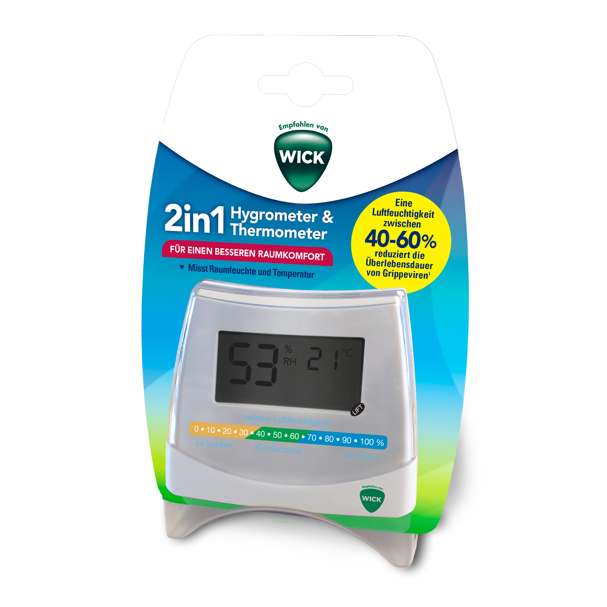 Starter Kit 2-in-1 Hygrometer & Thermometer mit VapoPads Menthol WICK 2000585177607 2