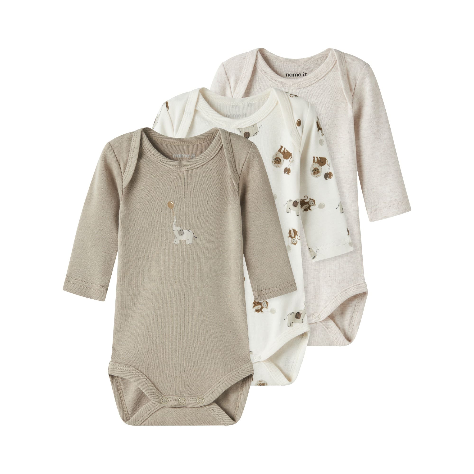 Langarmbodys, name it, Beige – Besonderheit: praktische Druckknöpfe im Schritt