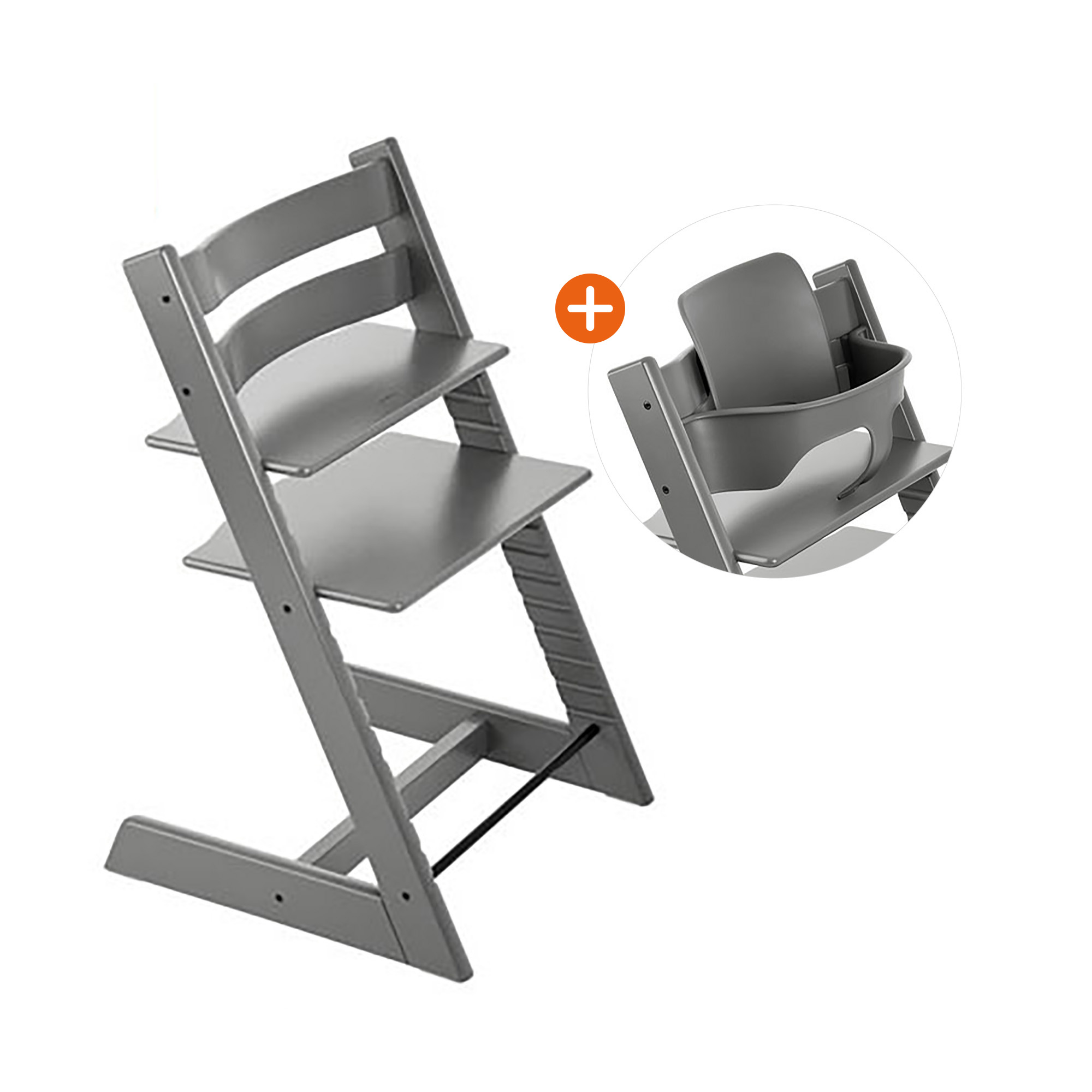 Treppenhochstühle, STOKKE, Grau – Besonderheit: Set bestehend aus Tripp Trapp Hochstuhl und Baby Set