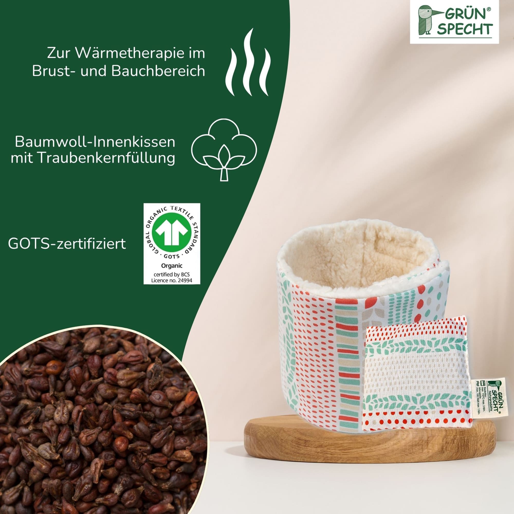 Wärmekissen & -flaschen, GRÜNSPECHT, Mehrfarbig – Produktansicht