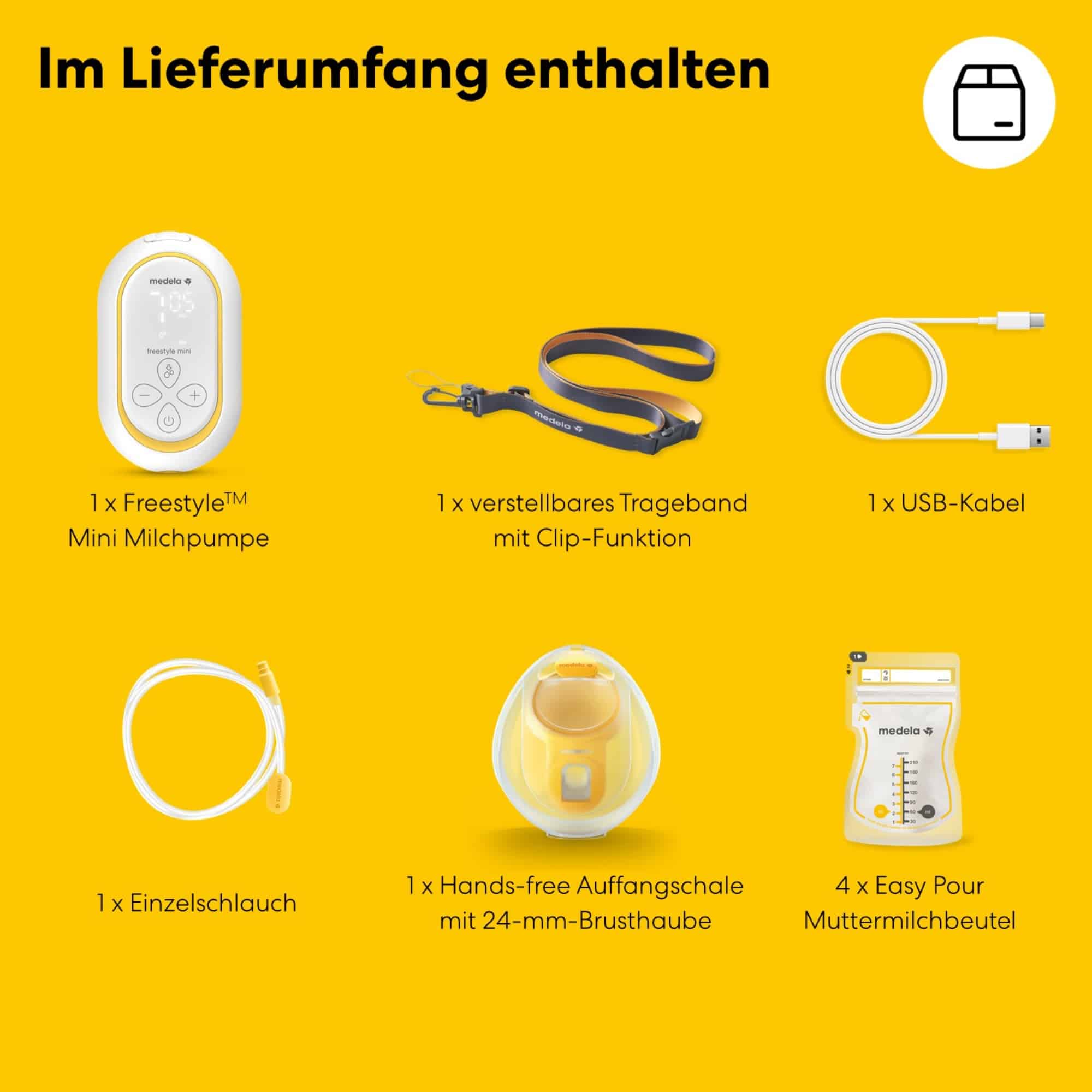 Hands Free Milchpumpen, medela, Transparent – Produktansicht